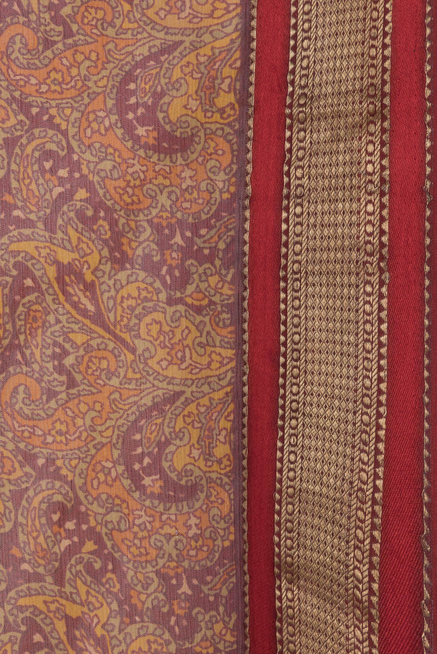 Mustard Mysore Chiffon Saree - Image 3