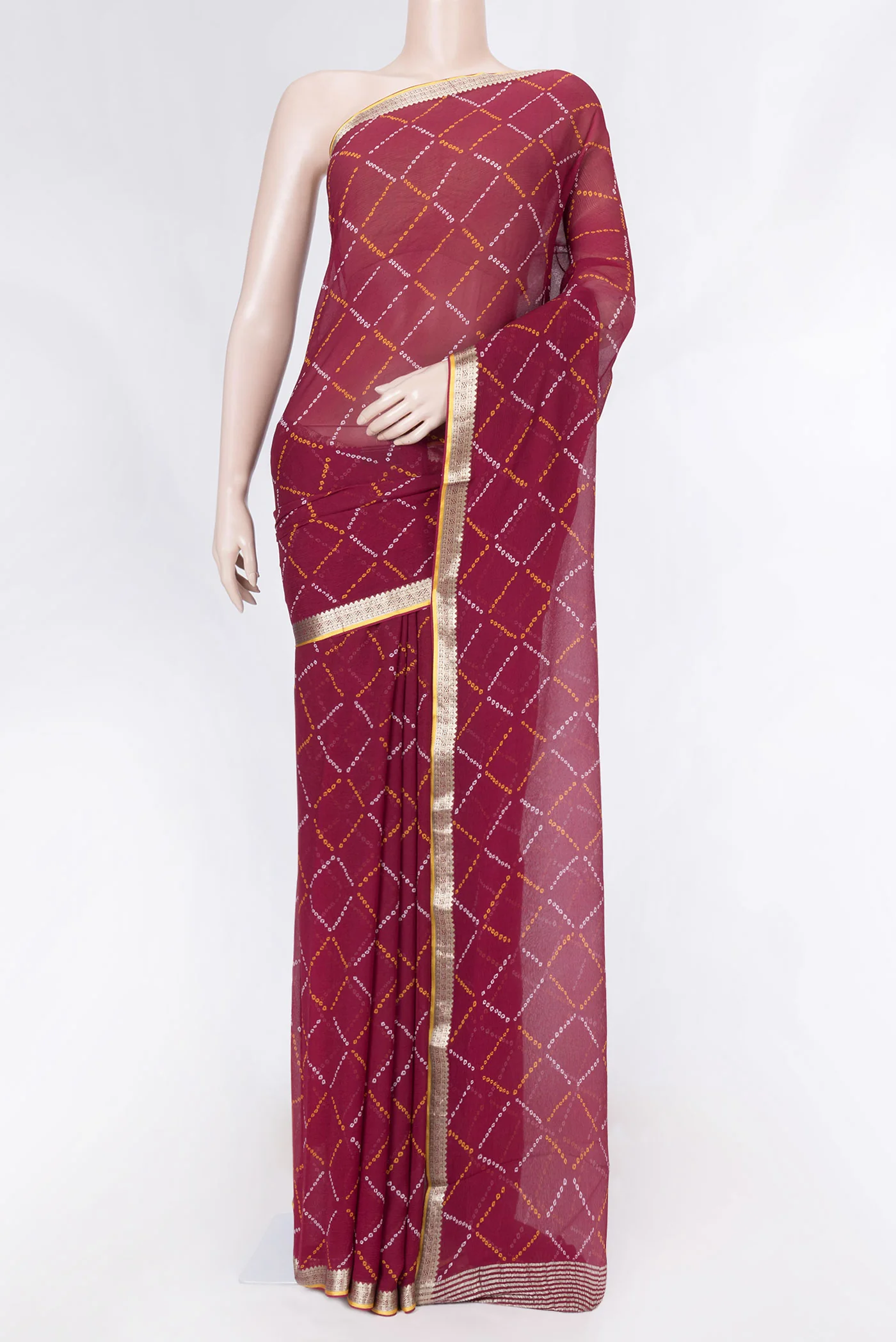 Maroon Dual Tone Mysore Chiffon Saree