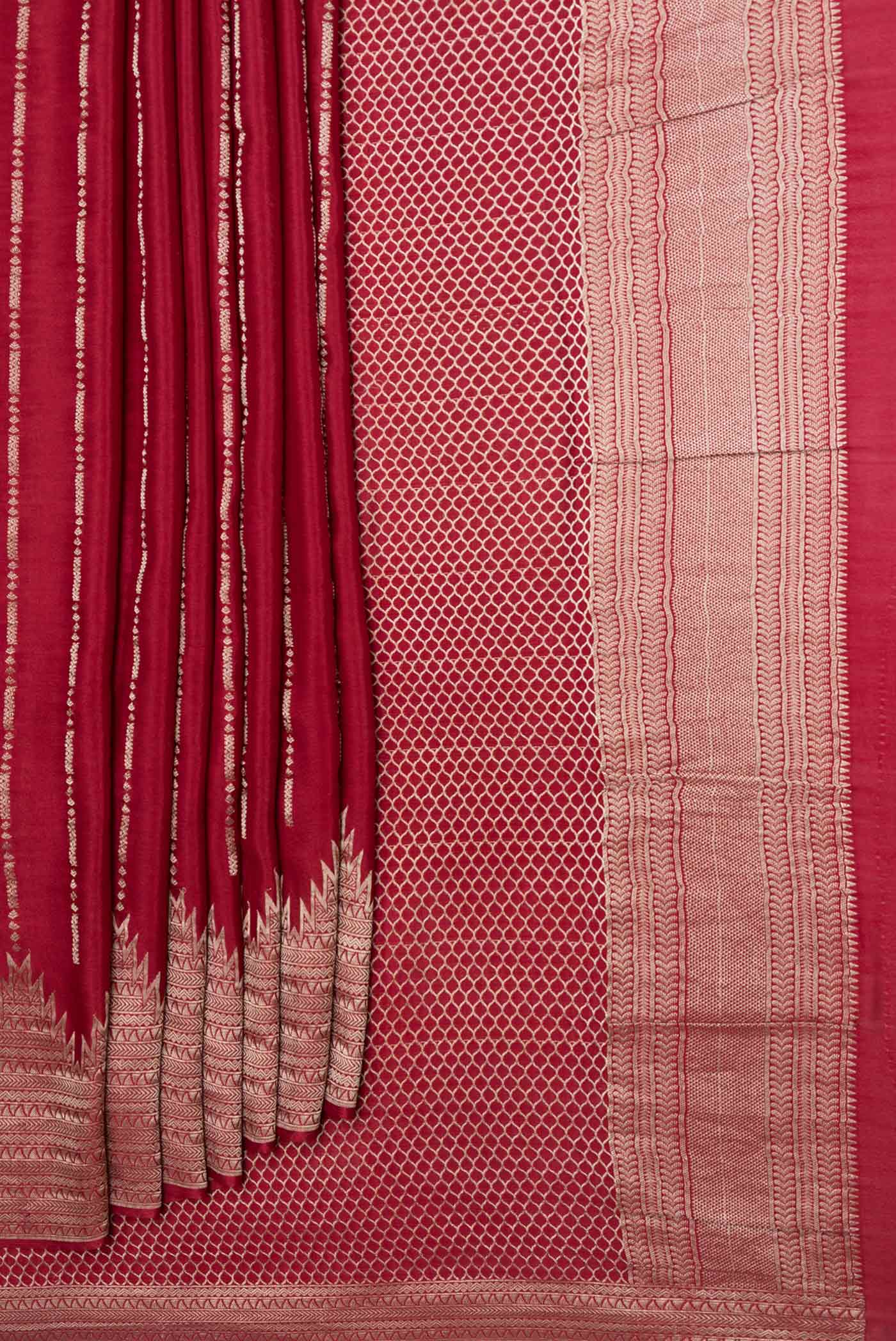 Maroon Mysore Crepe Saree - Image 4