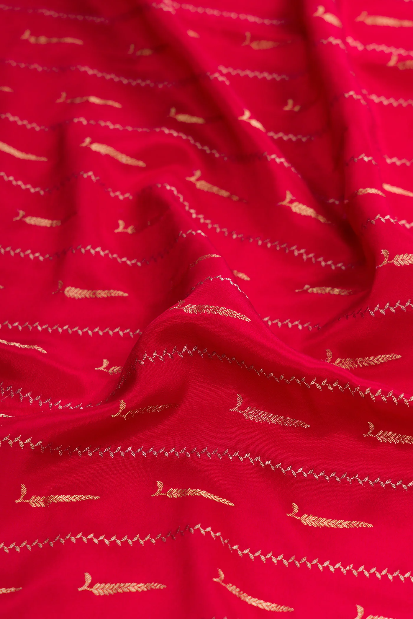 Deep Red Mysore Crepe Saree - Image 2