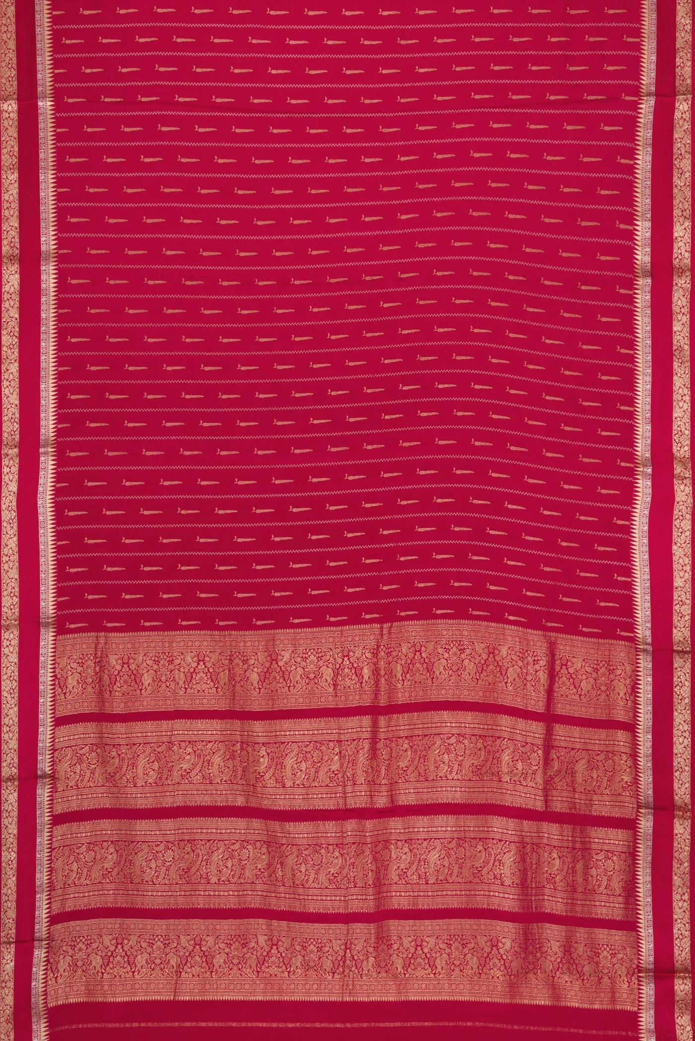 Deep Red Mysore Crepe Saree - Image 6