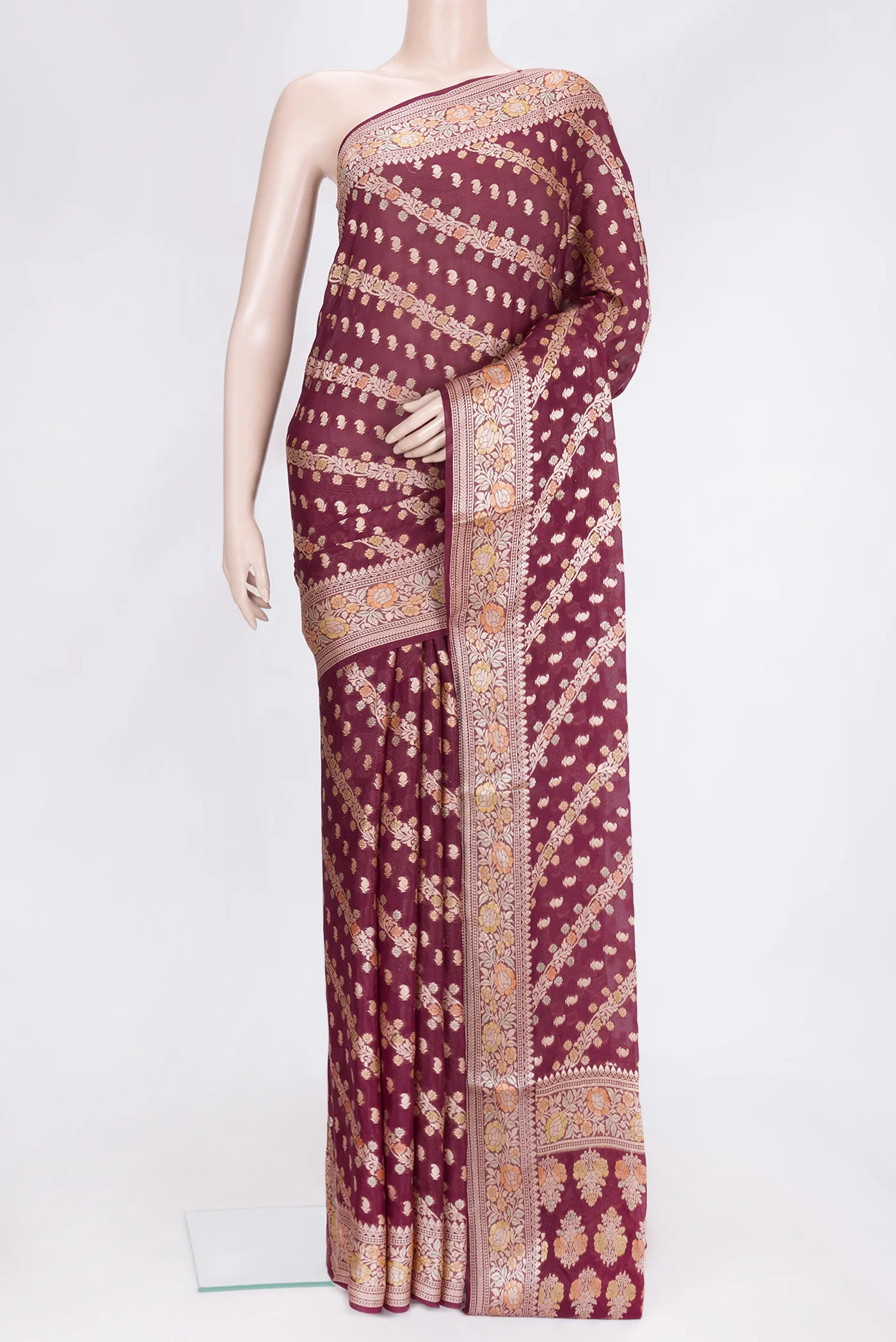 Maroon Banarasi Georgette Saree