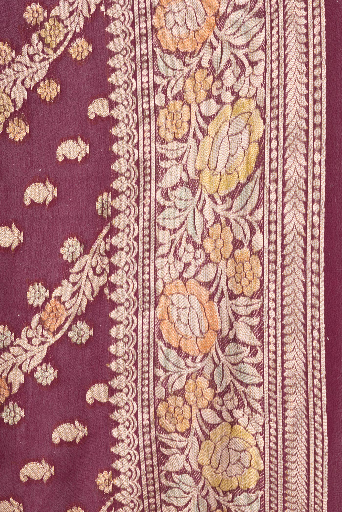 Maroon Banarasi Georgette Saree - Image 3