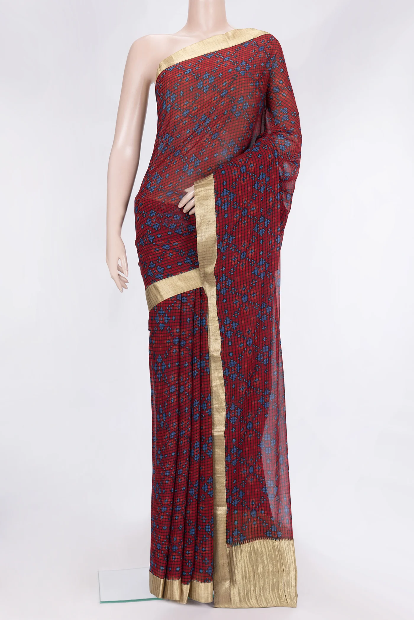 Brown Mysore Chiffon Saree