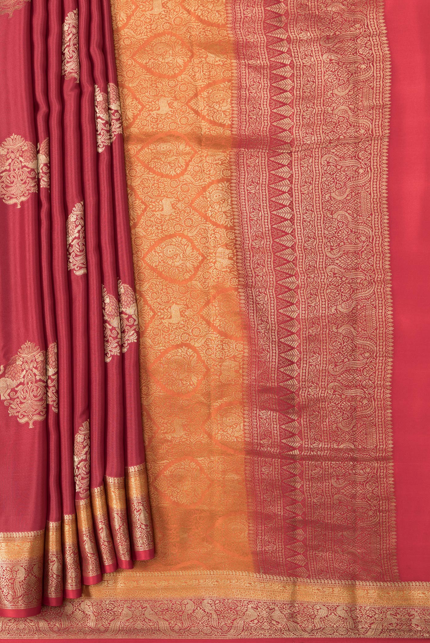 Maroon Mysore Crepe Saree - Image 4