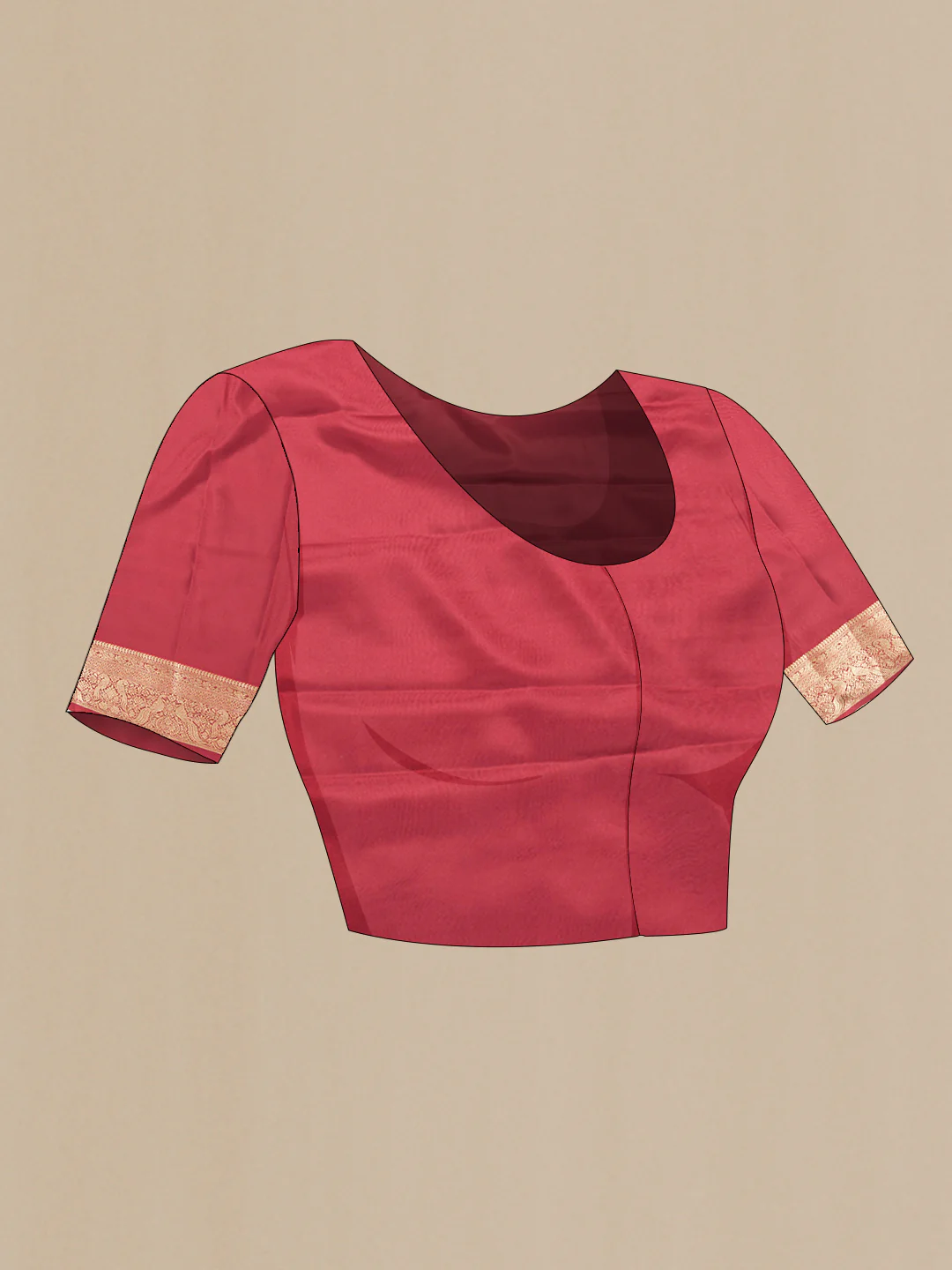 Maroon Mysore Crepe Saree - Image 5