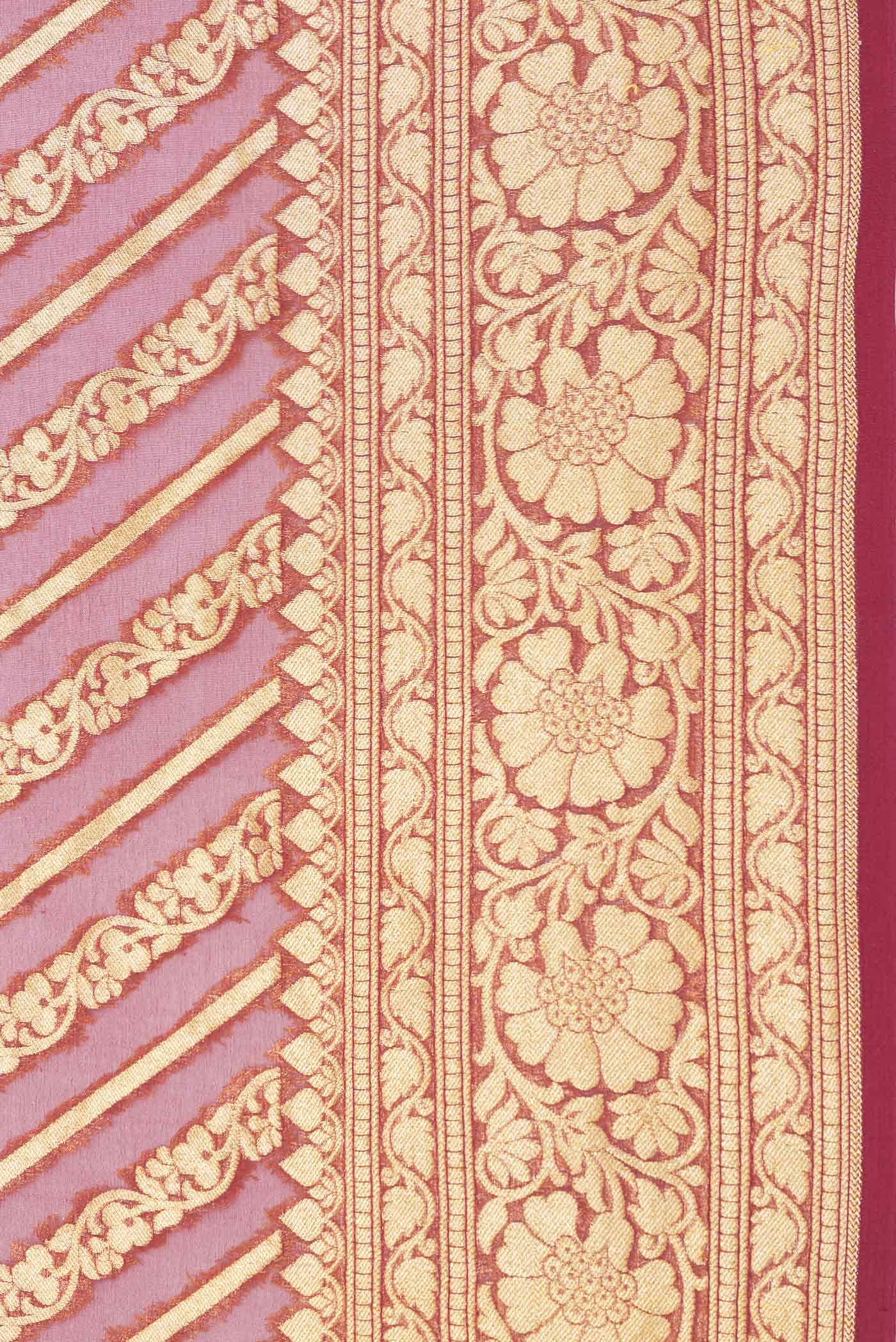 Maroon Dual Tone Mysore Georgette Saree - Image 5