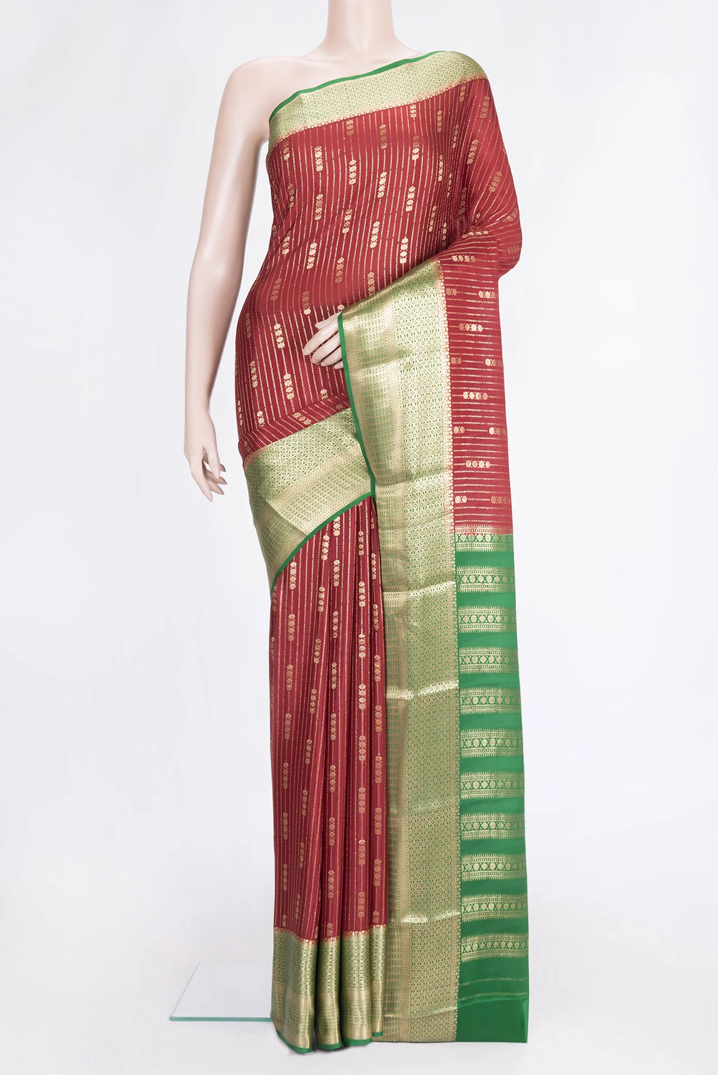 Maroon Mysore Crepe Saree
