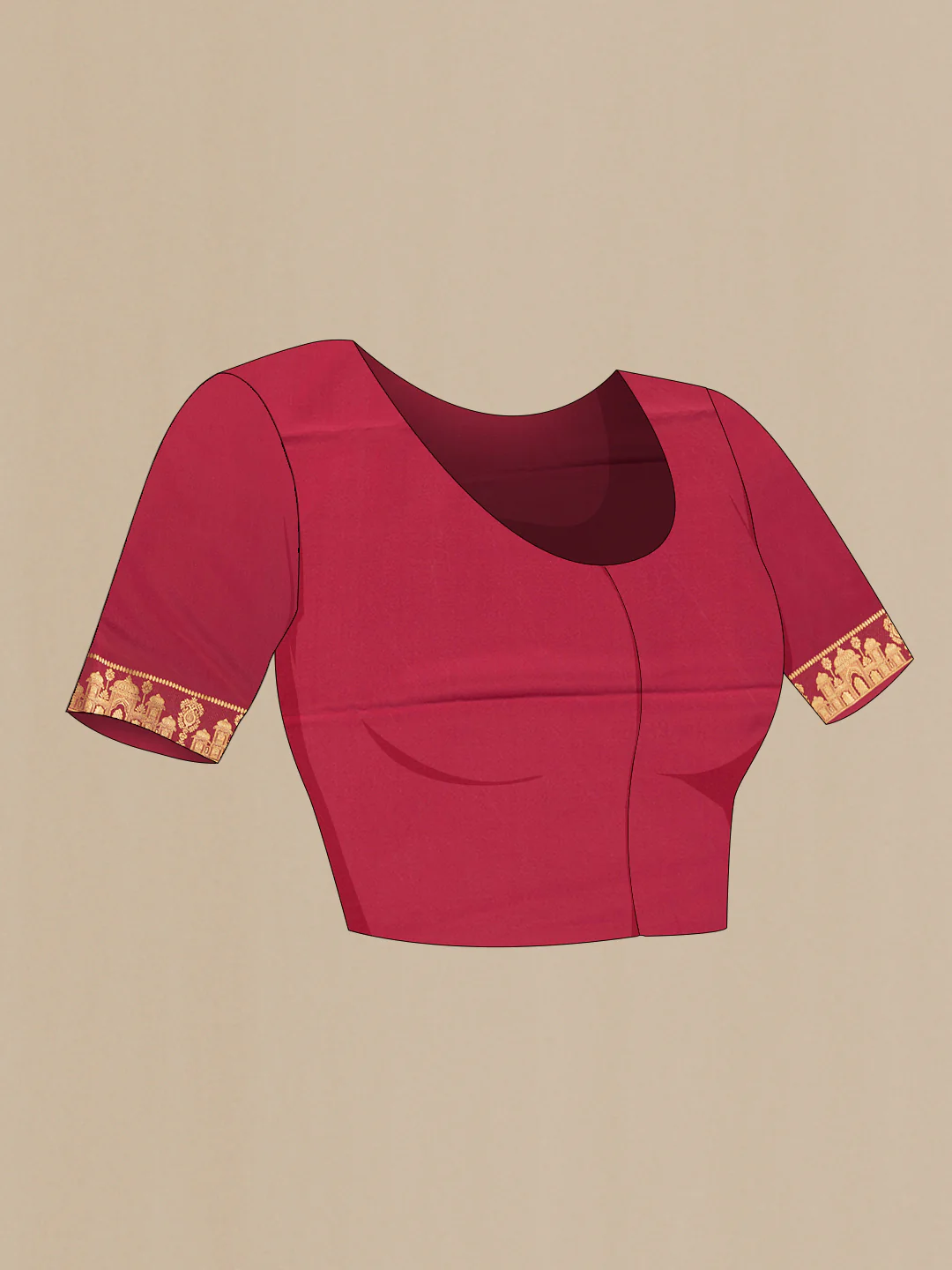 Maroon Mysore Crepe Saree - Image 4
