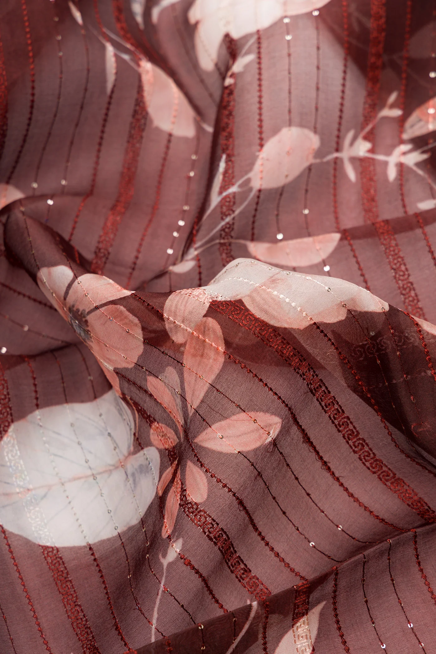 Coffee Brown Organza Silk Saree - Image 2
