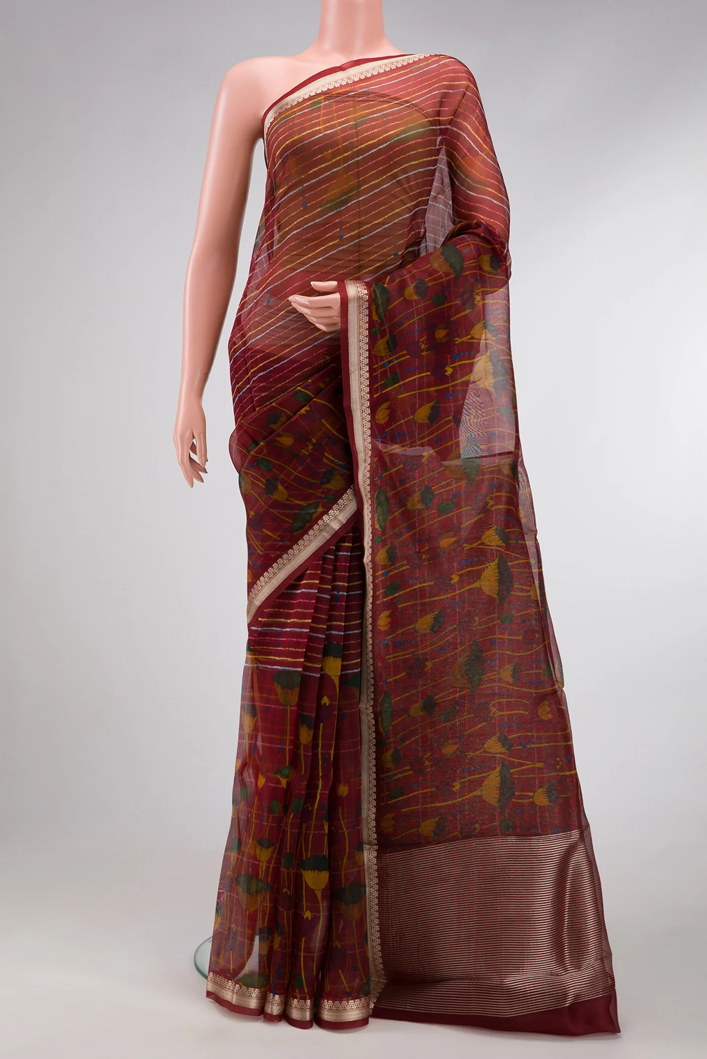 Brown Organza Silk Saree