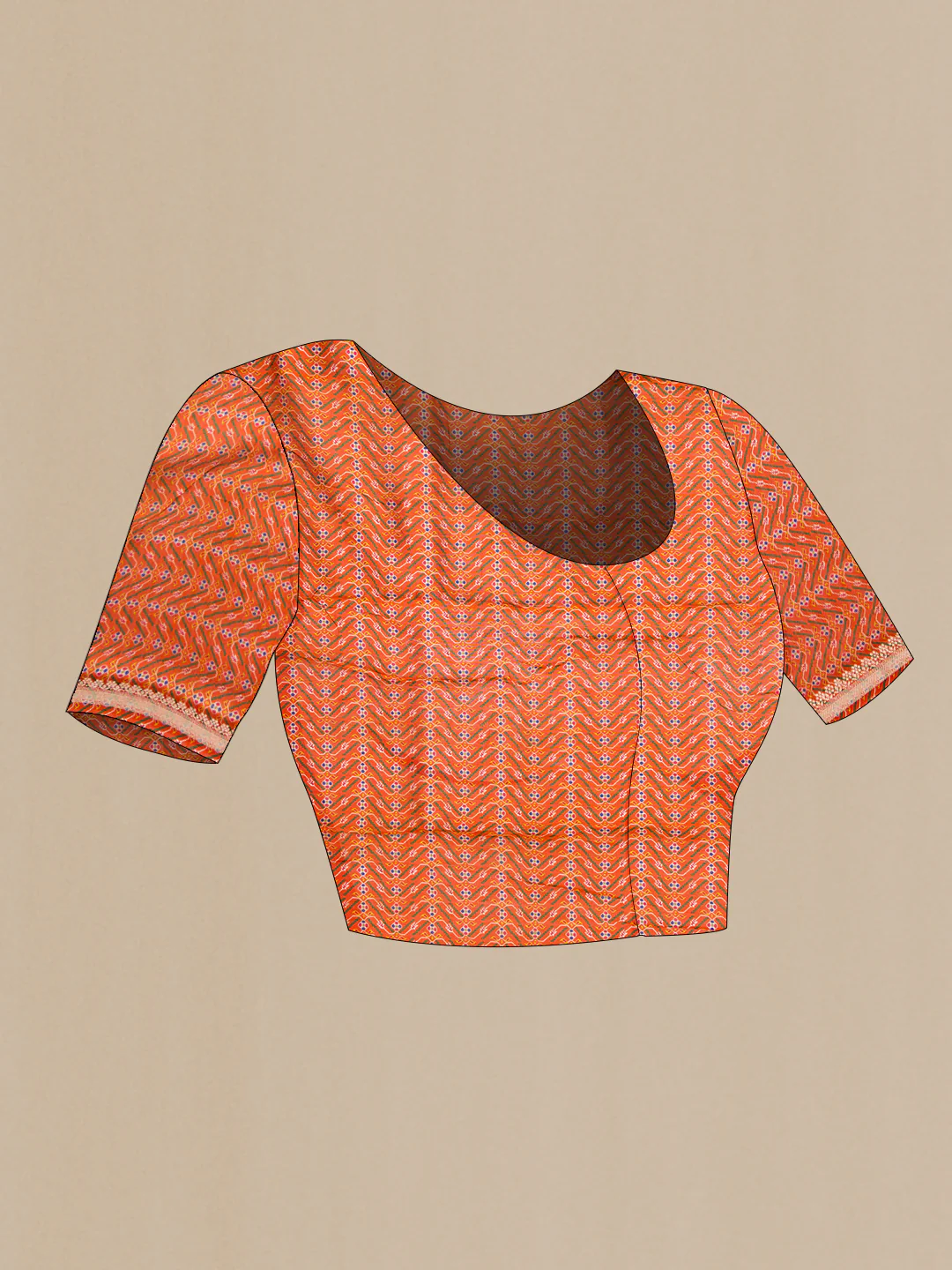 Rust Organza Silk Saree - Image 4