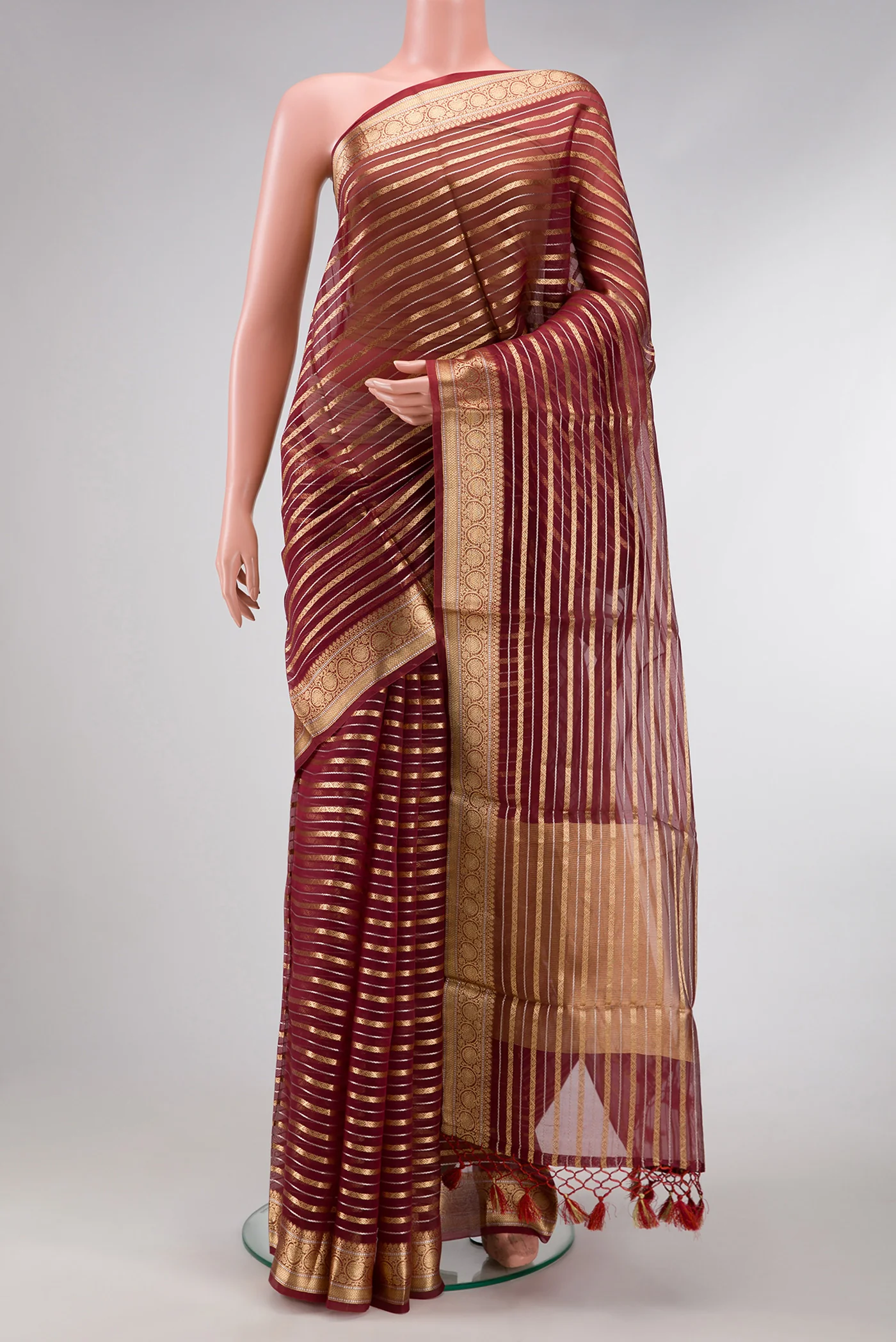 Brown Organza Silk Saree