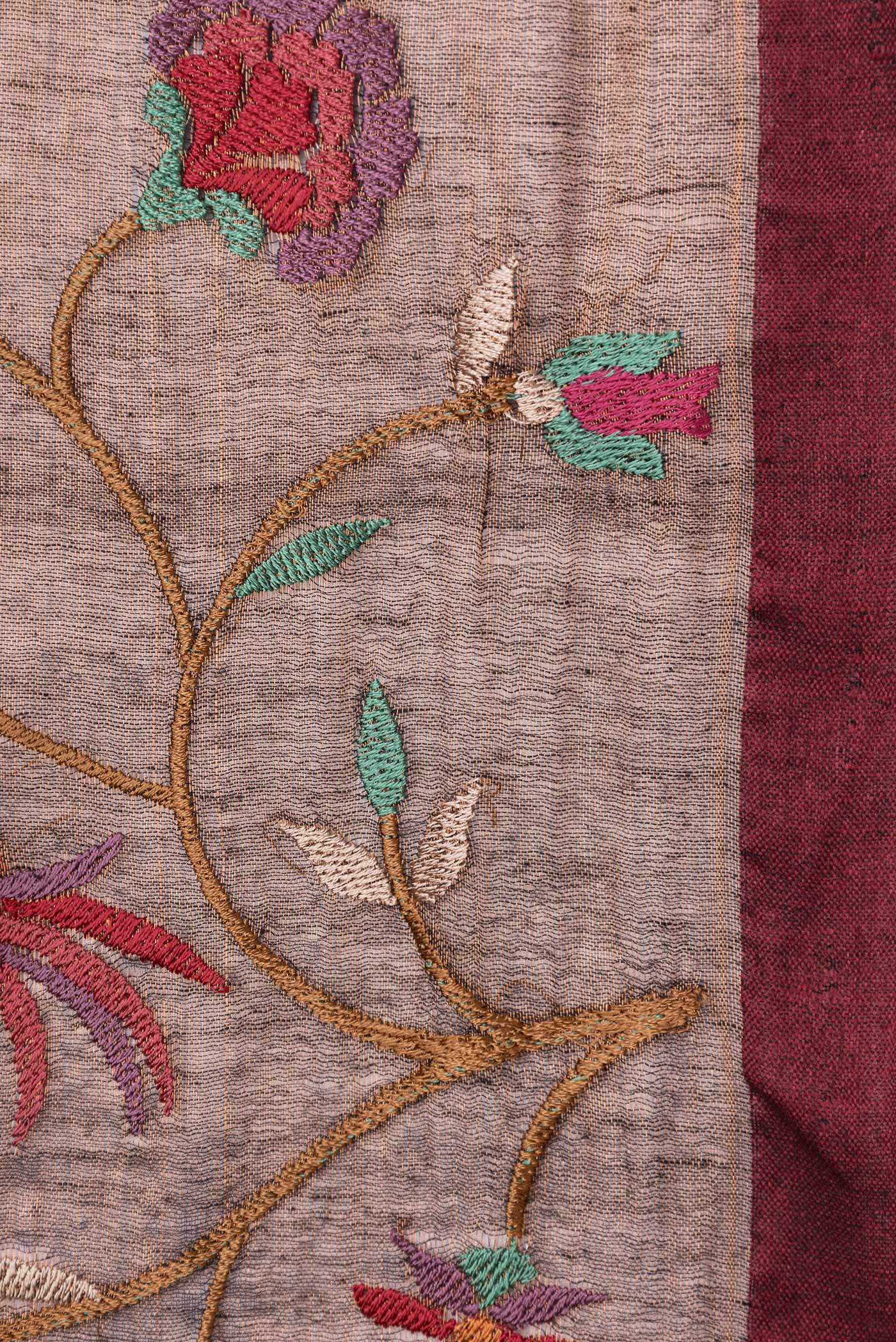 Brown with Gold Color Organza Silk Saree - Image 3
