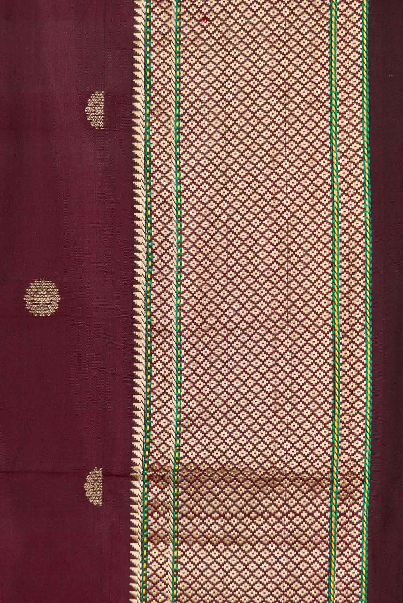 Maroon Dual Tone Paithani Silk Saree - Image 3