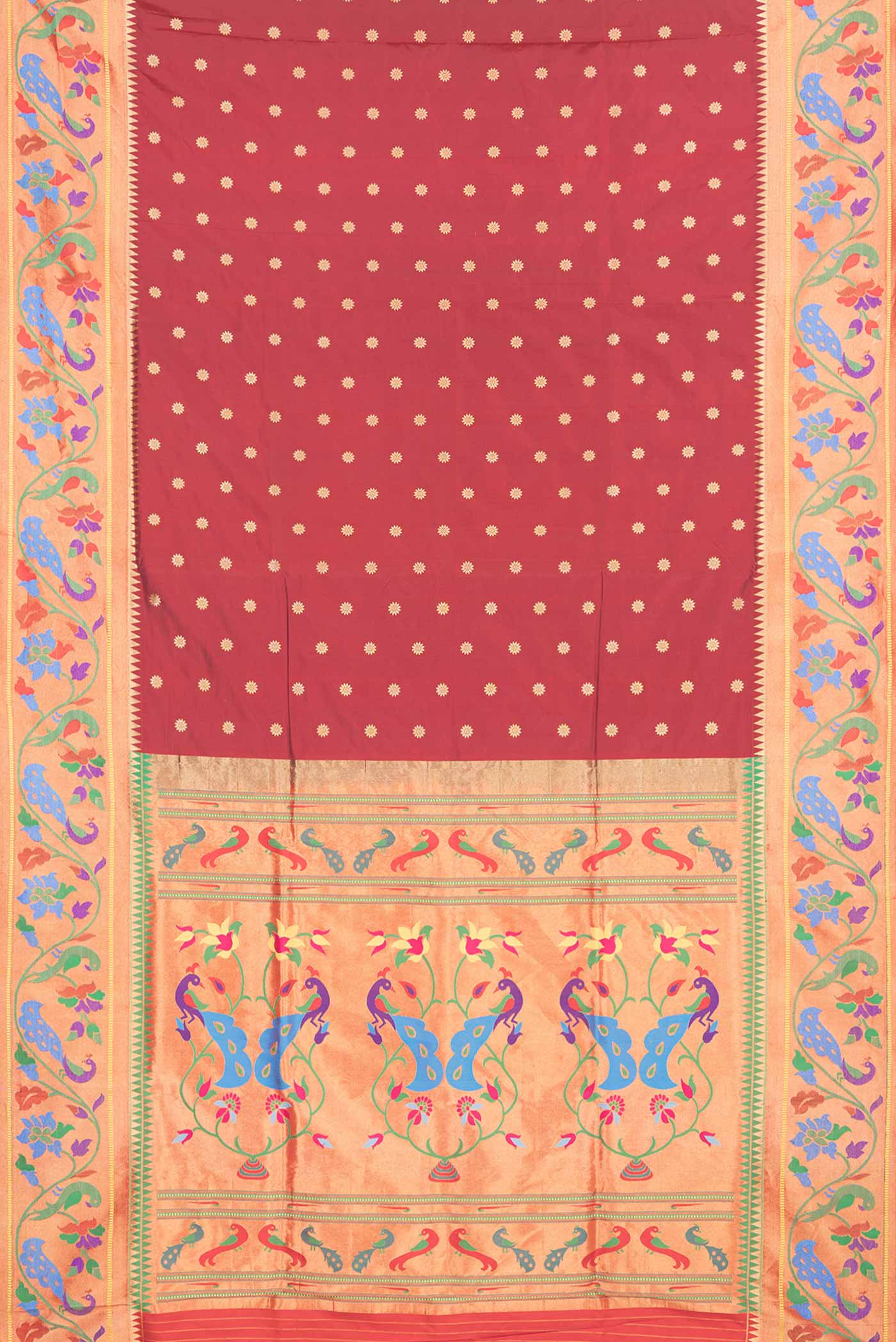Maroon Dual Tone Paithani Silk Saree - Image 6