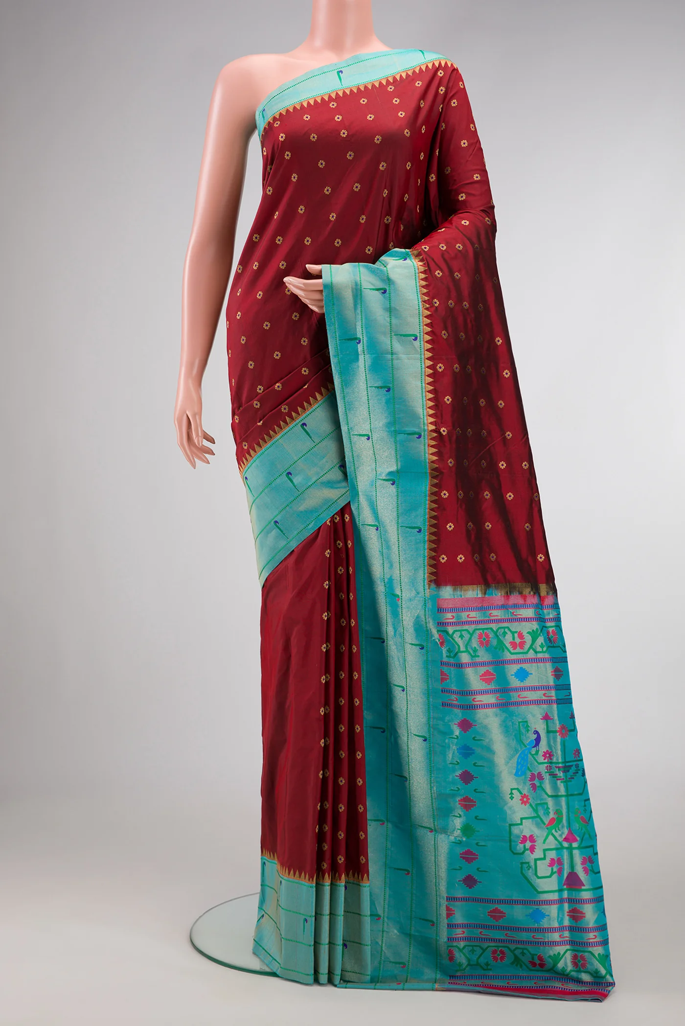 Maroon Paithani Silk Saree