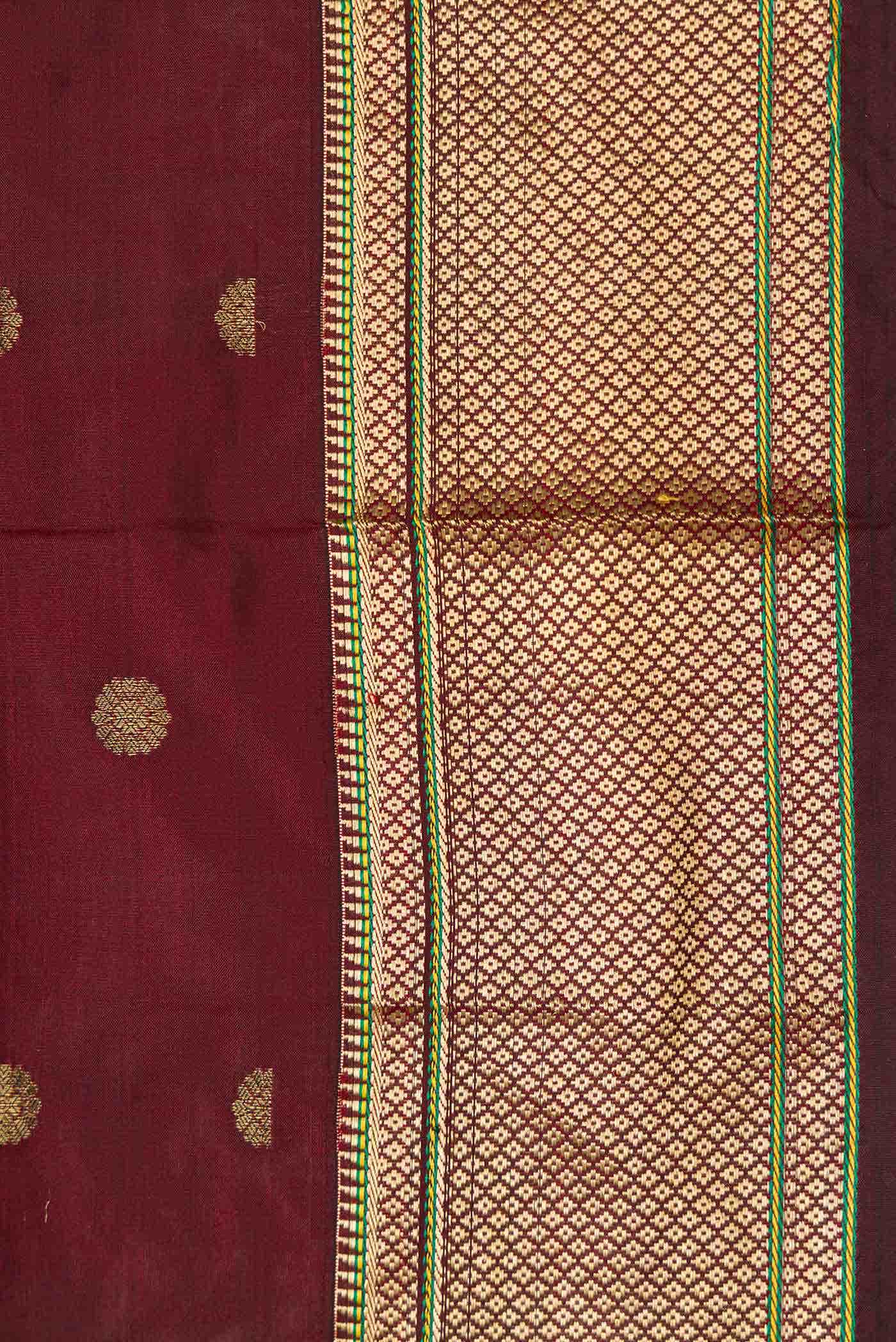Maroon Dual Tone Paithani Silk Saree - Image 3