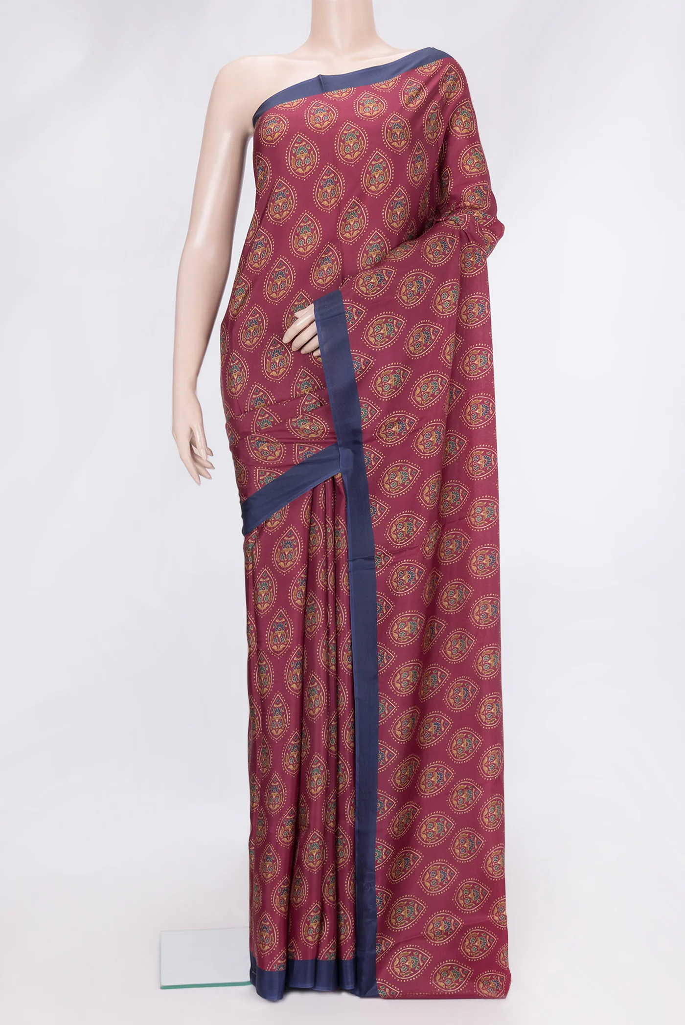 Maroon Printed Silk Saree