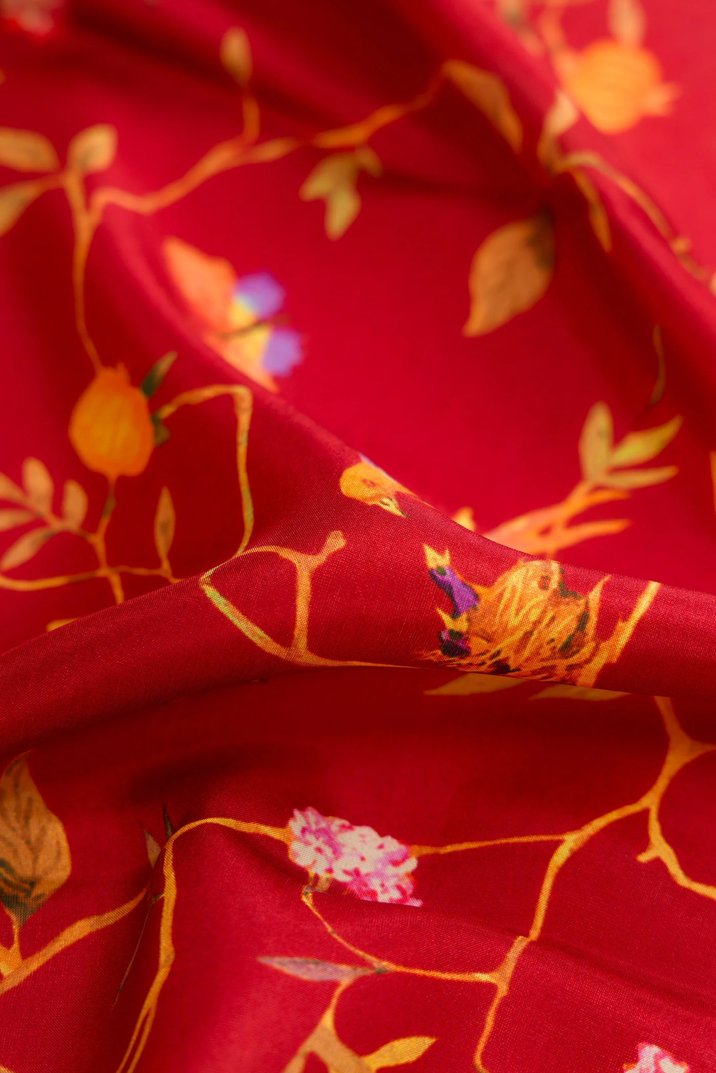 Maroon Dual Tone Printed Silk Saree - Image 2