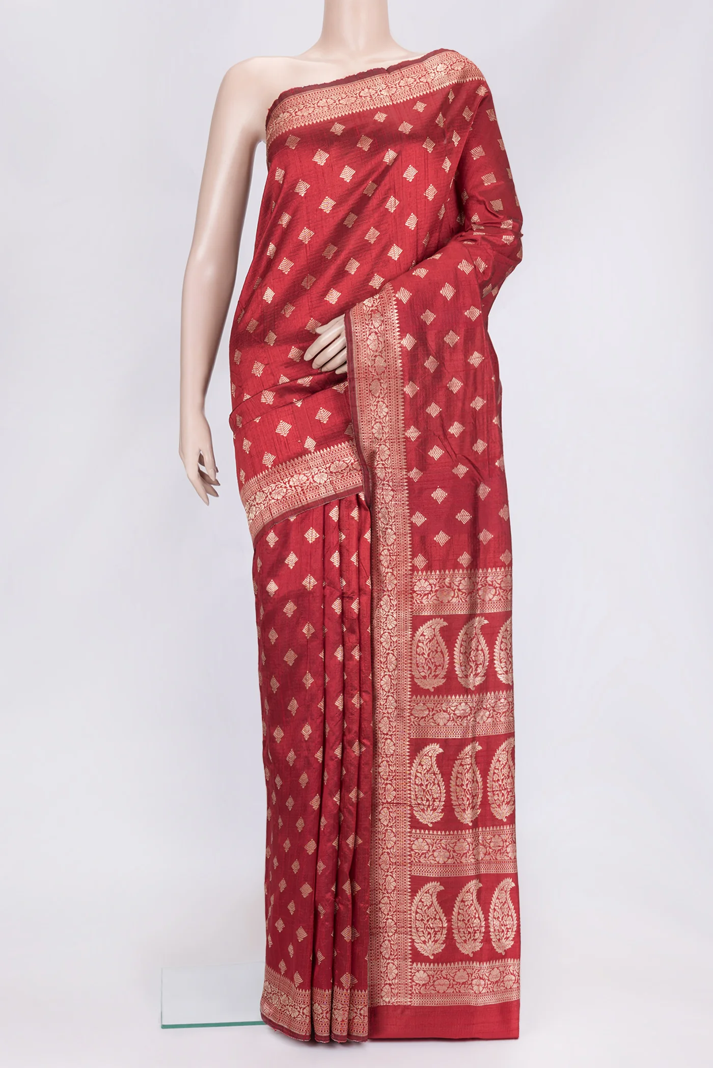 Maroon Banarasi Raw Silk Saree
