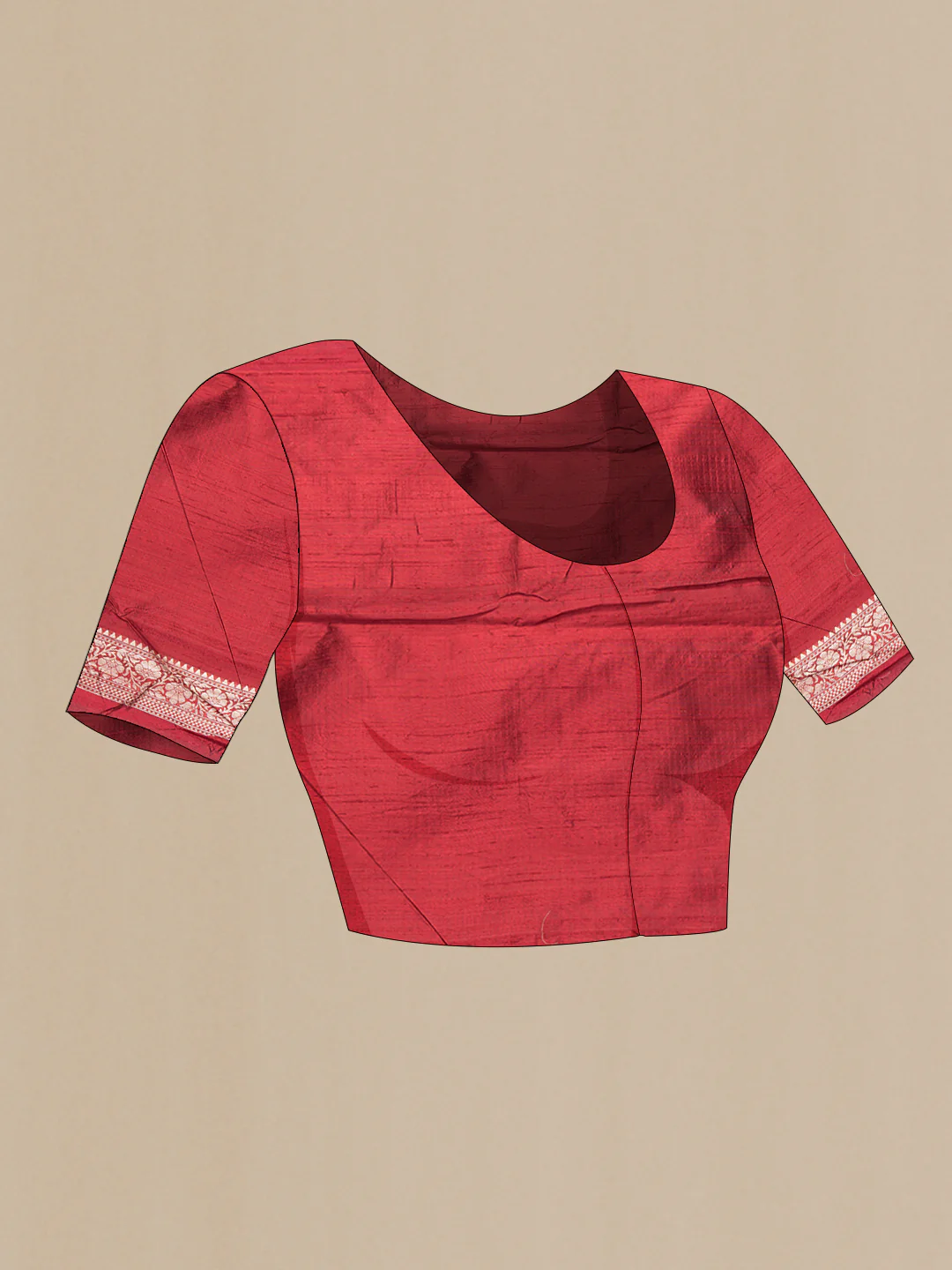 Maroon Banarasi Raw Silk Saree - Image 4