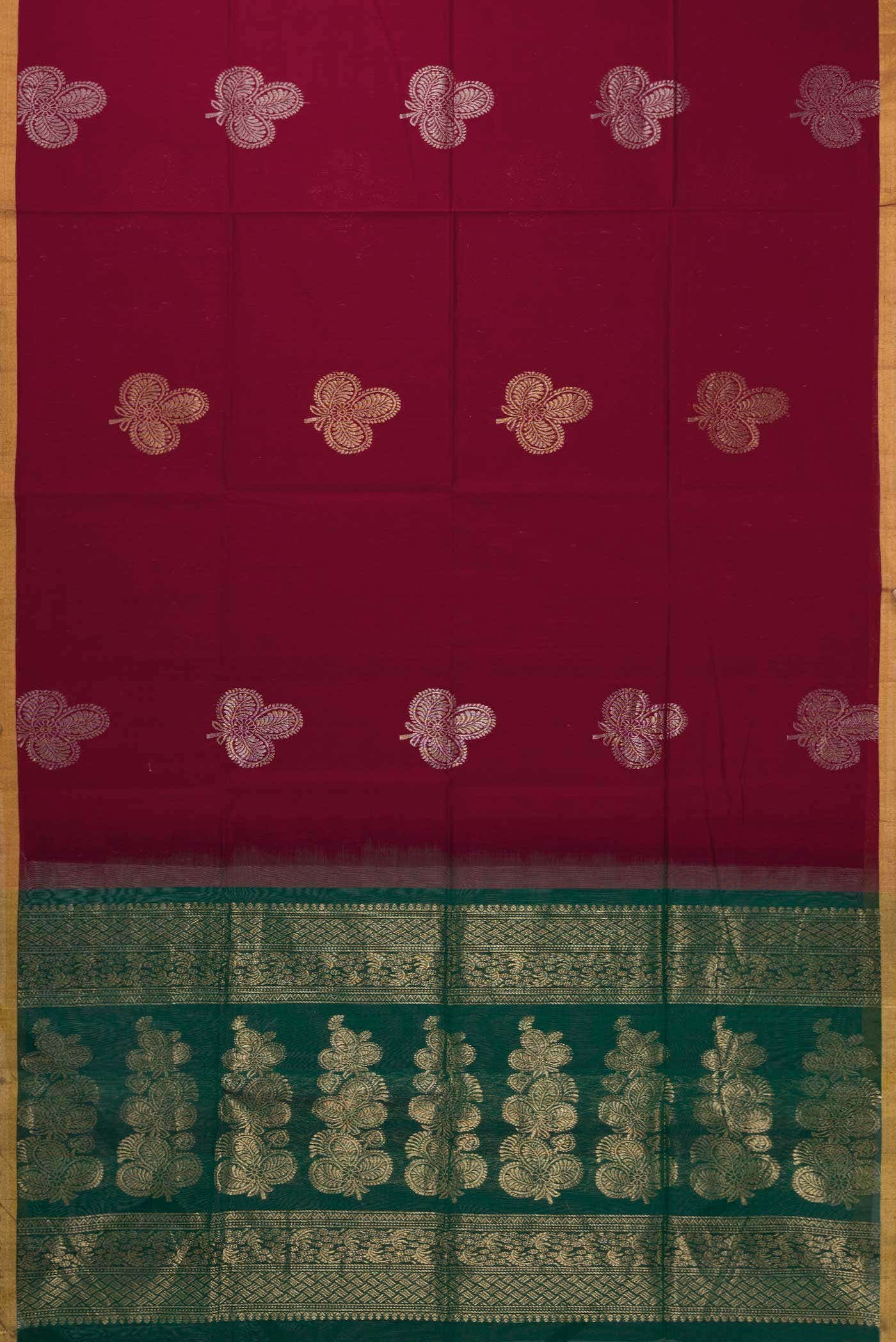 Maroon Dual Tone Silk Cotton Saree - Image 2