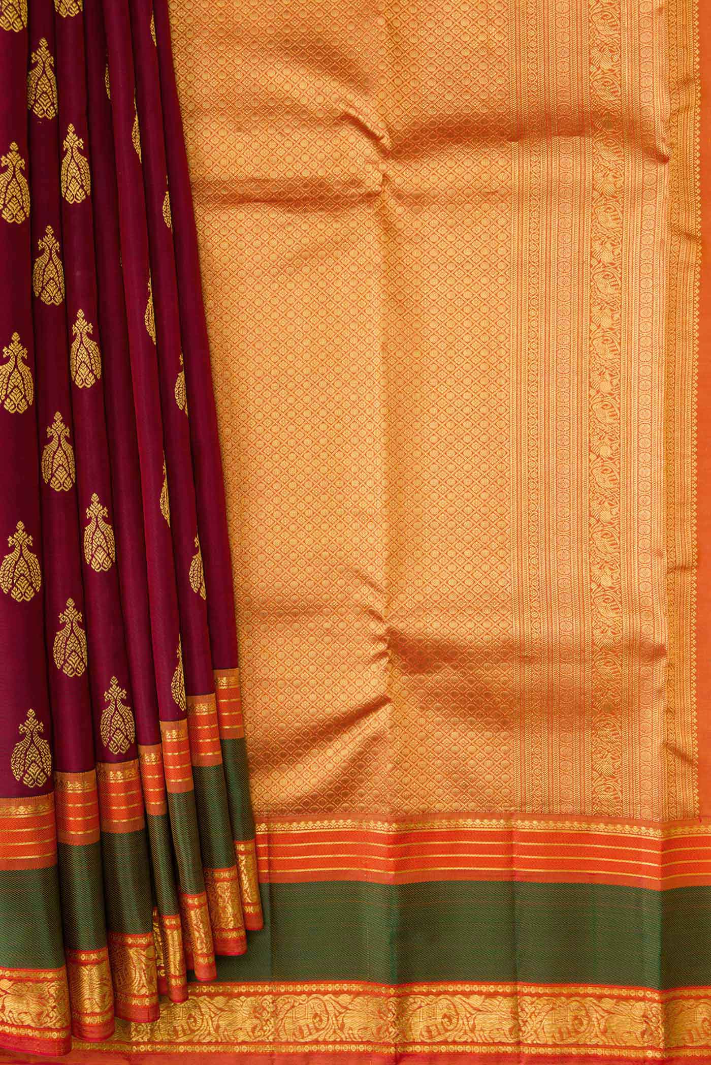 Maroon Kanjivaram Silk Saree - Image 4