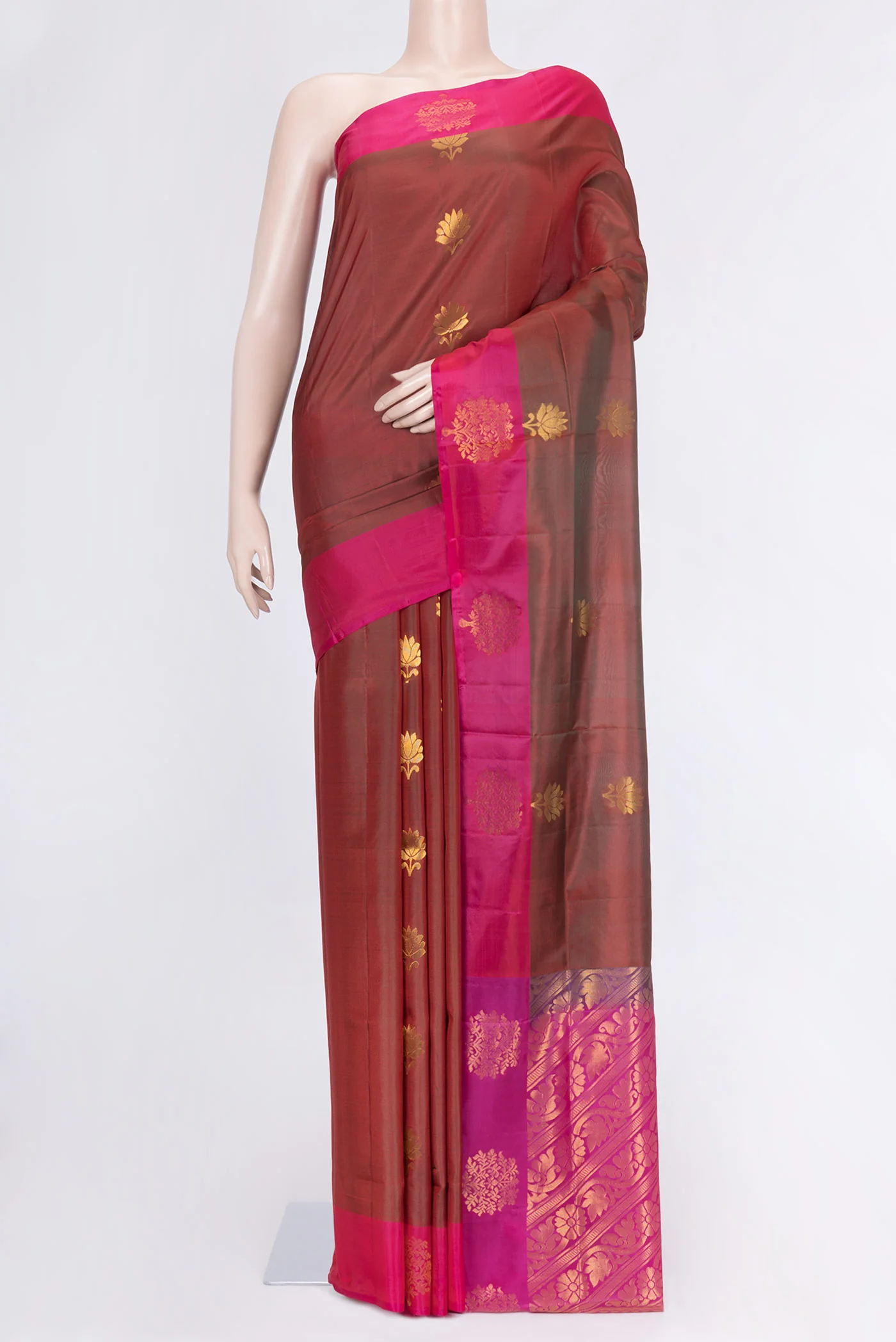 Maroon Dual Tone Soft Silk Saree
