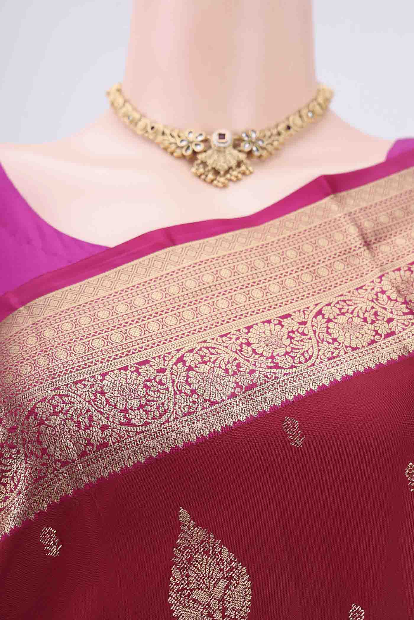 Maroon Soft Silk Saree - Image 2