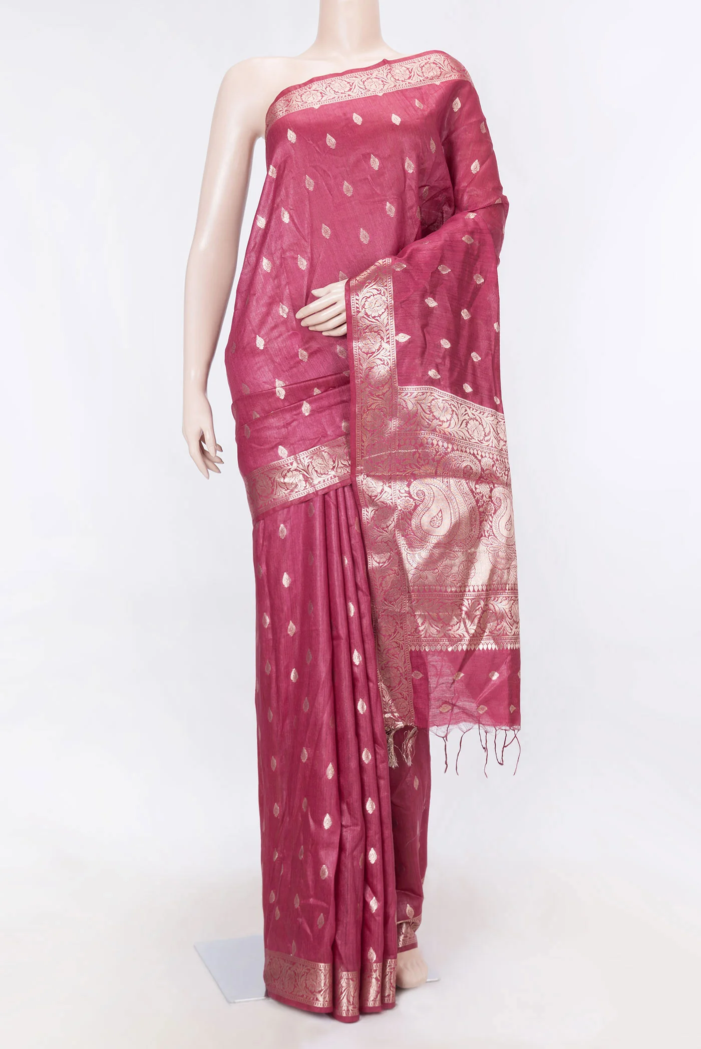 Maroon Dual Tone Tussar Saree