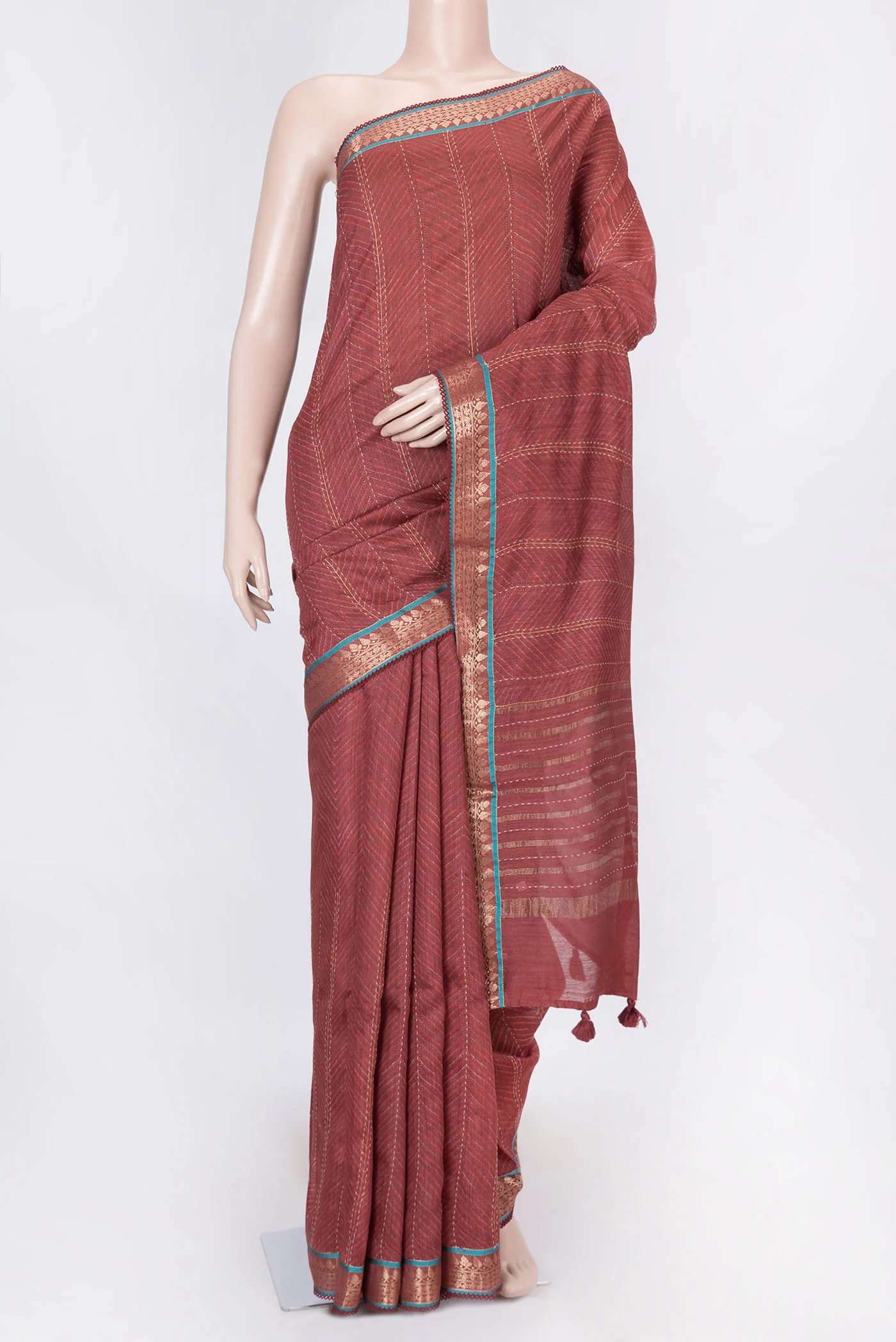 Maroon Dual Tone Tussar Silk Saree