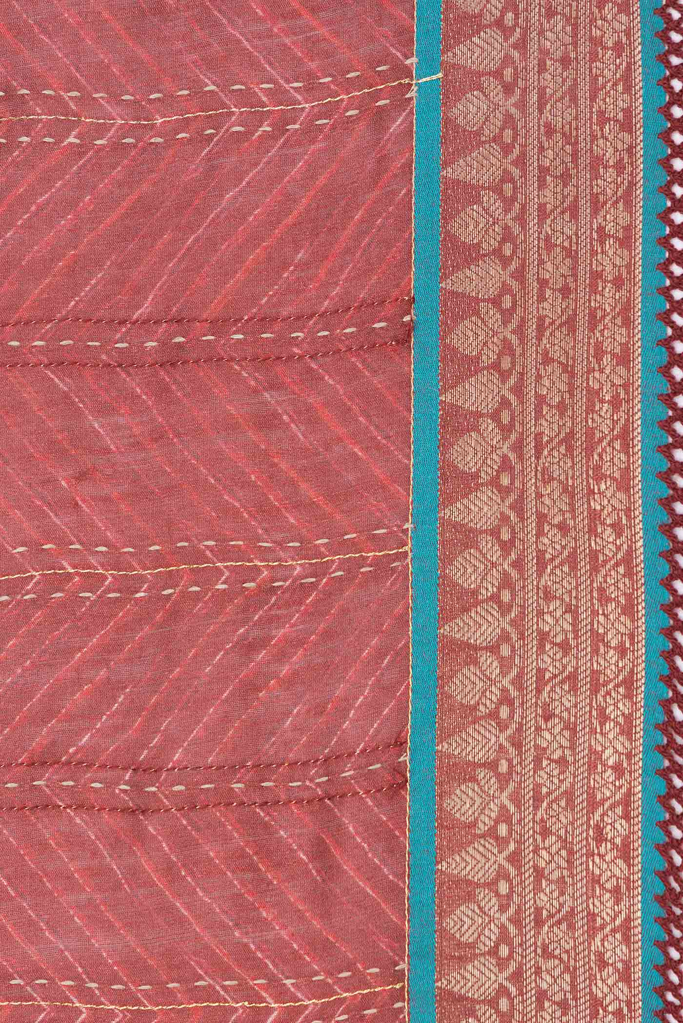 Maroon Dual Tone Tussar Silk Saree - Image 3