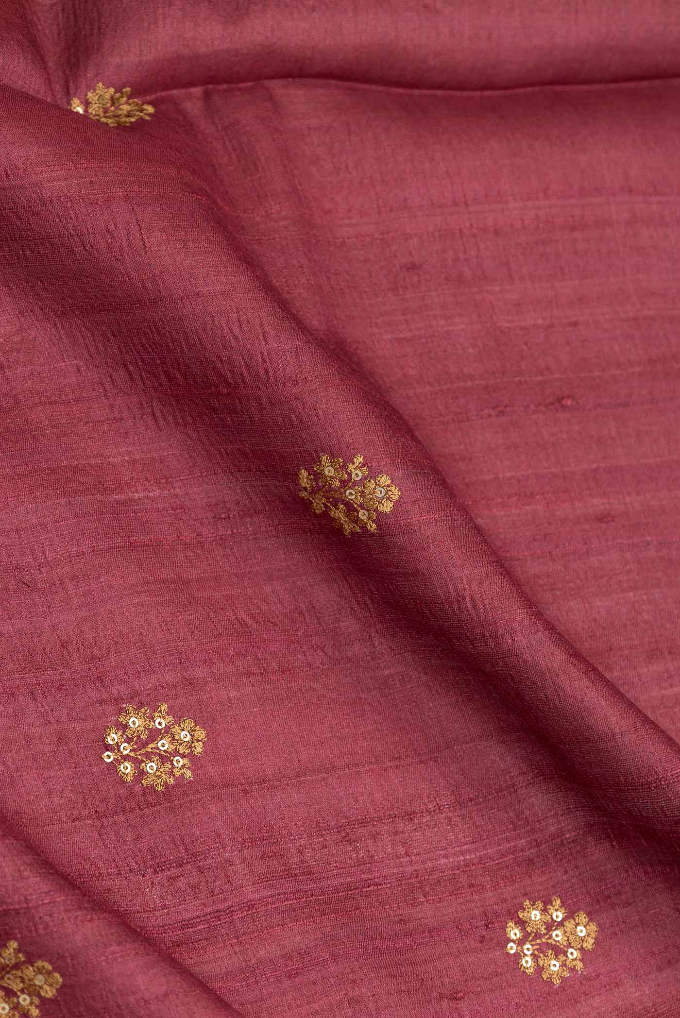 Maroon Dual Tone Tussar Silk Saree - Image 2