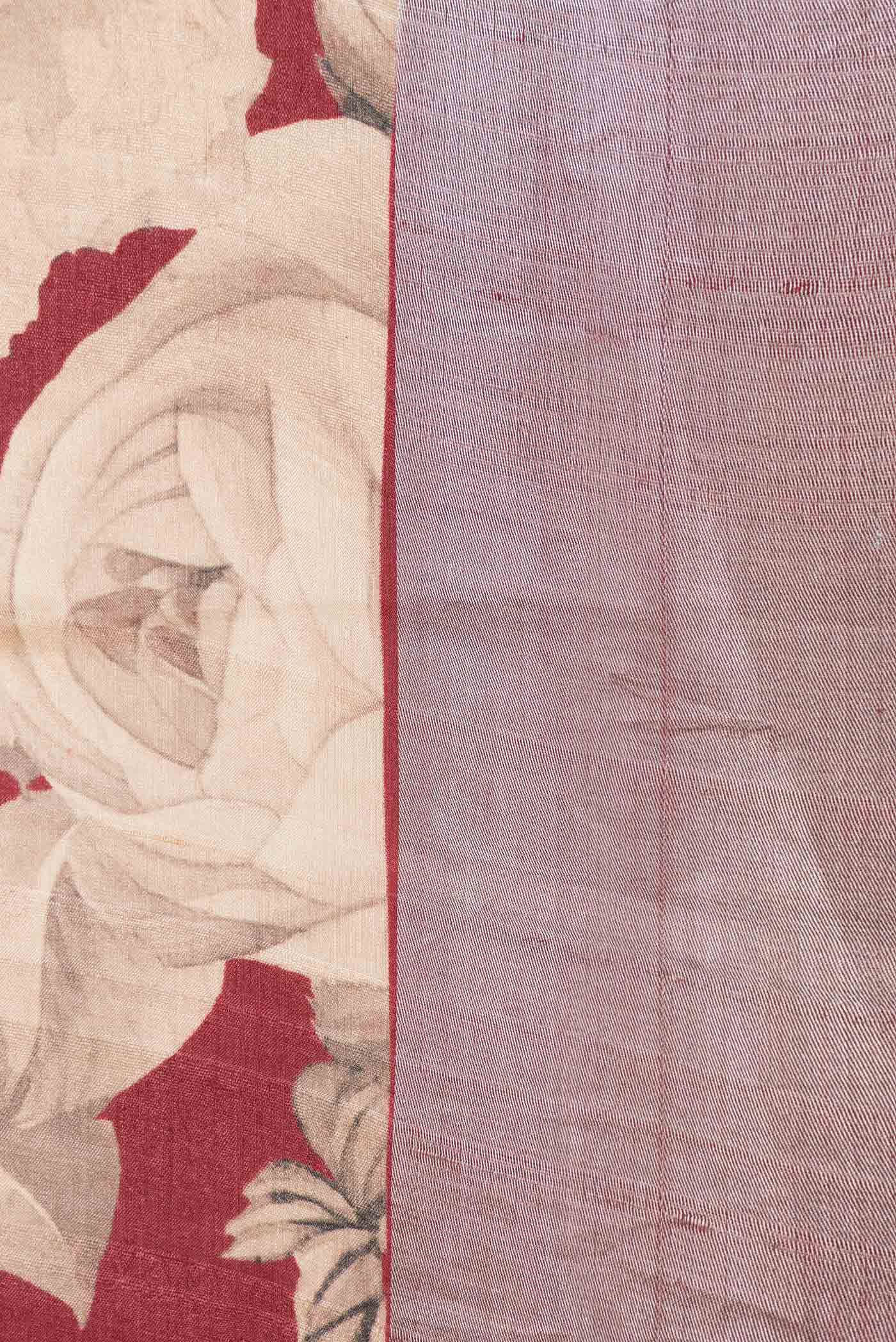Maroon Dual Tone Tussar Silk Saree - Image 3
