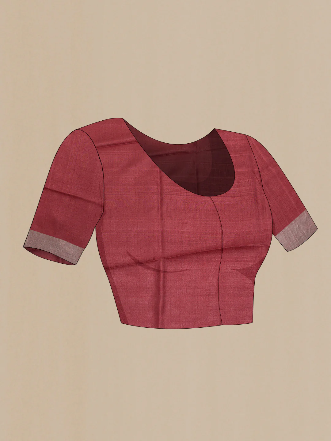 Maroon Dual Tone Tussar Silk Saree - Image 5