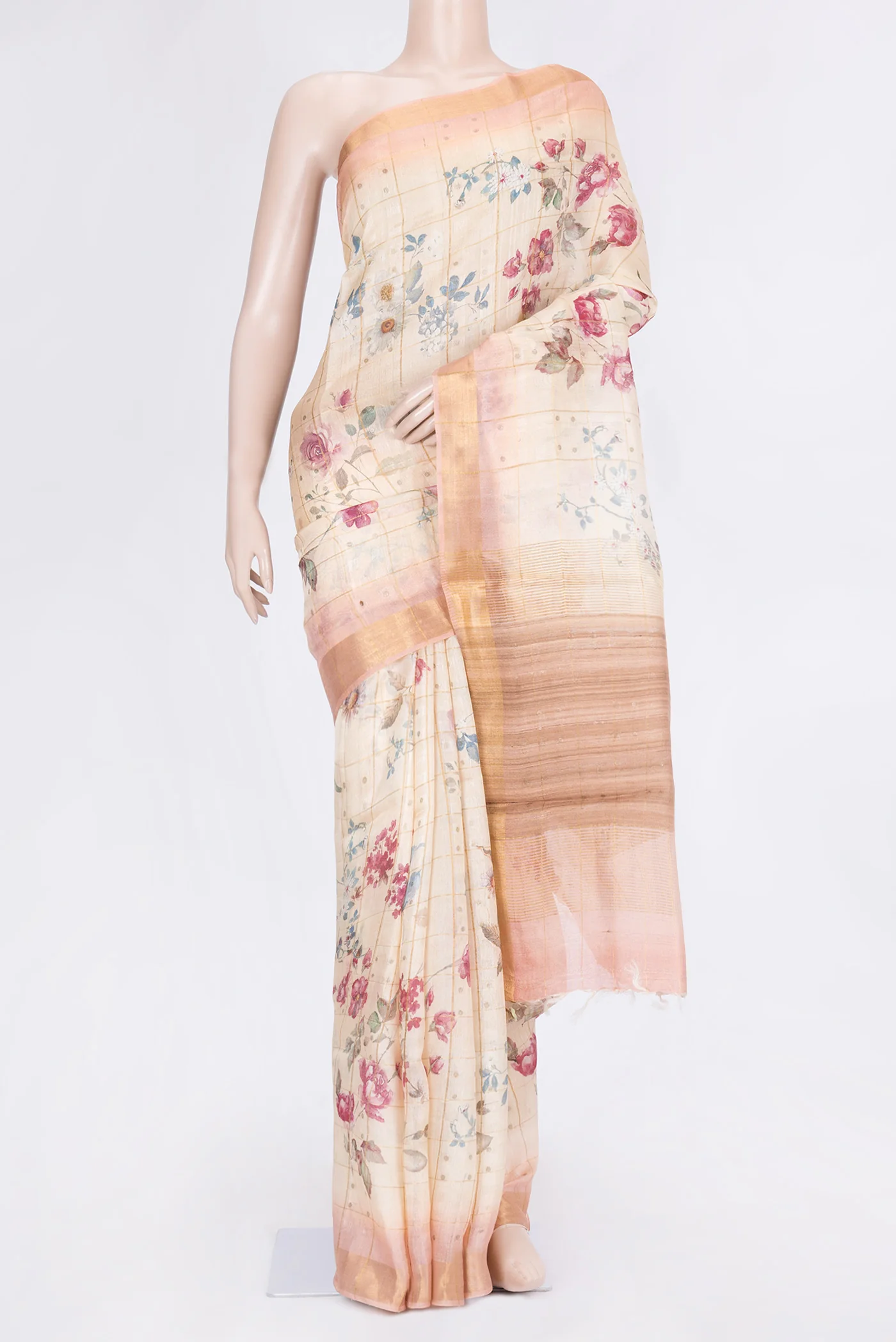 Sandal Tussar Silk Saree