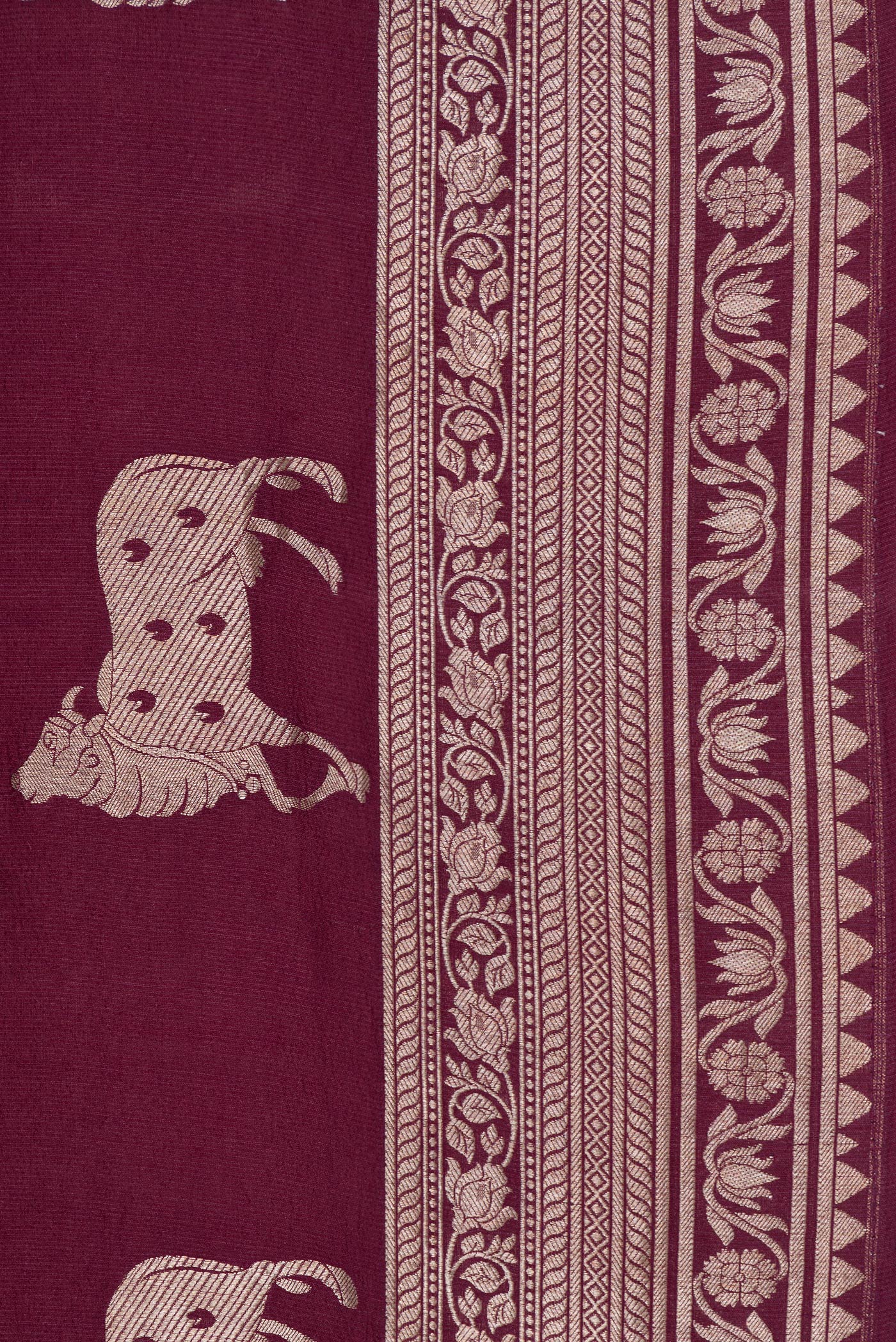 Burgundy Banarasi Tussar Georgette Saree - Image 3