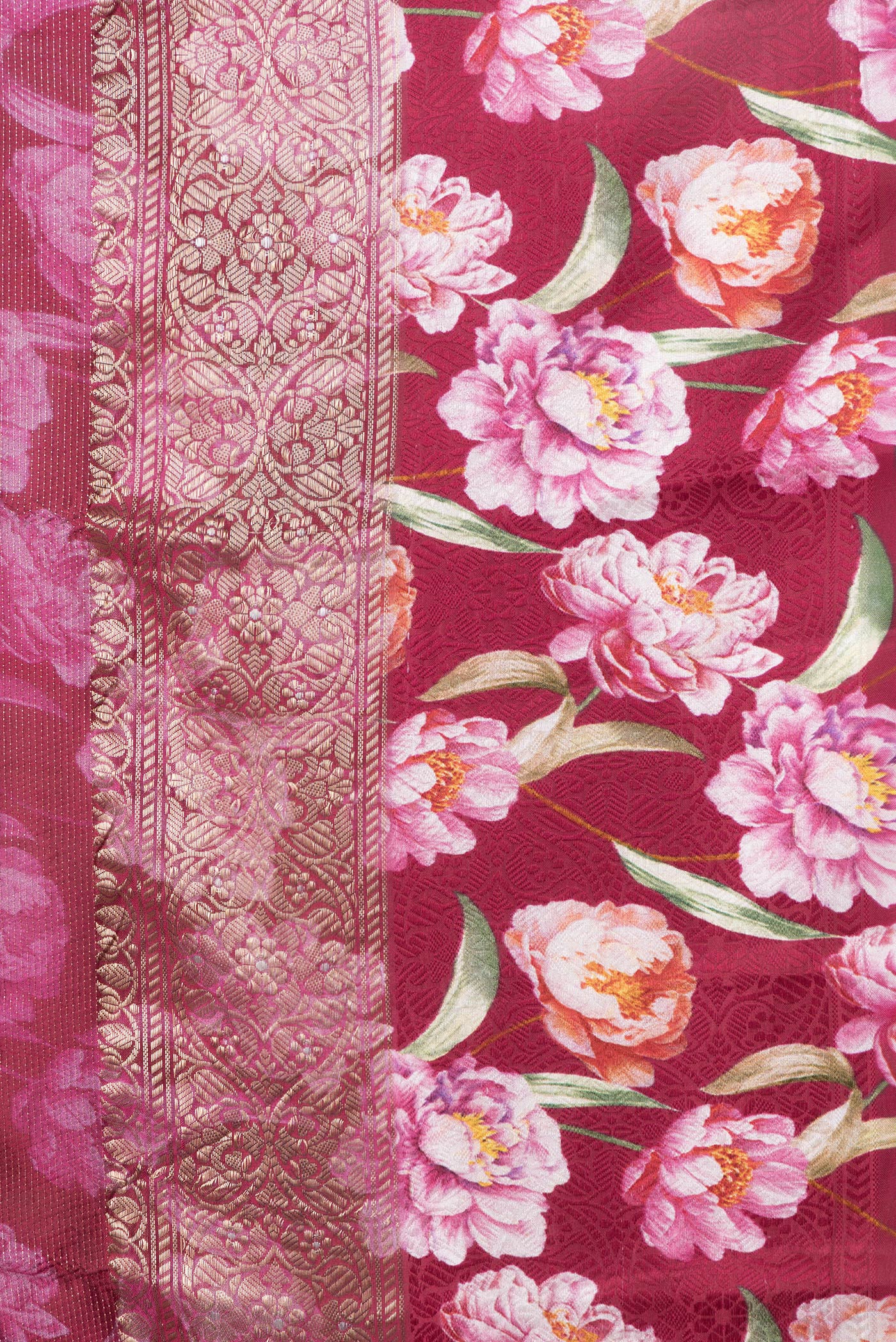 Maroon Banarasi Raw Silk Saree - Image 3