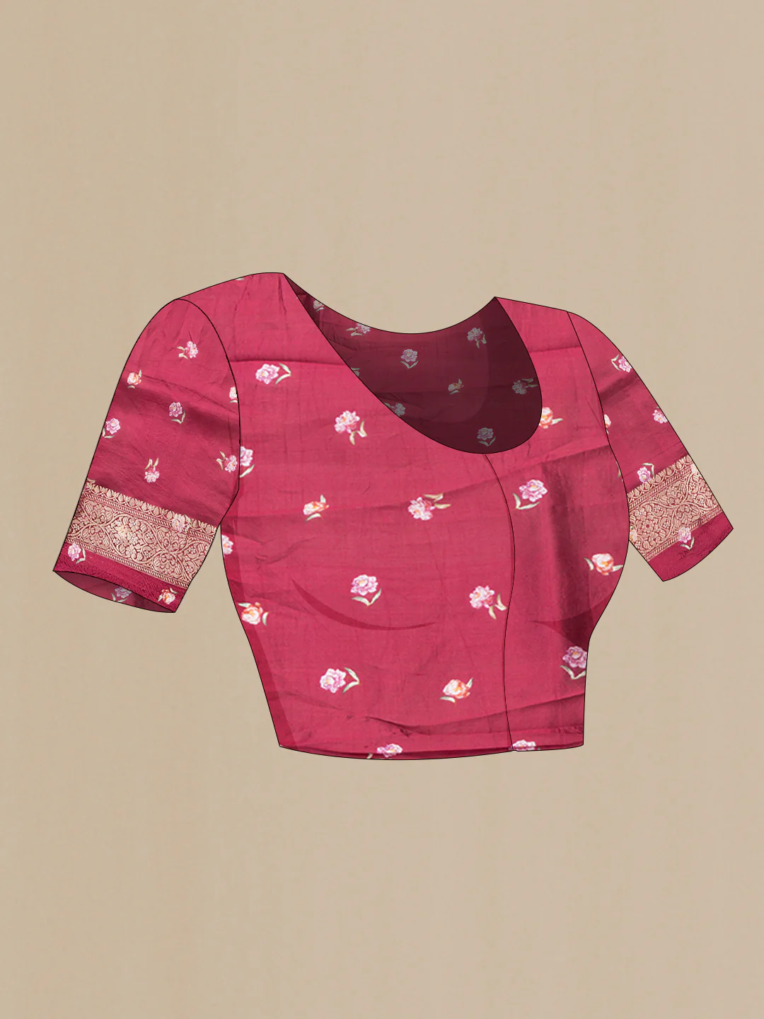 Maroon Banarasi Raw Silk Saree - Image 4