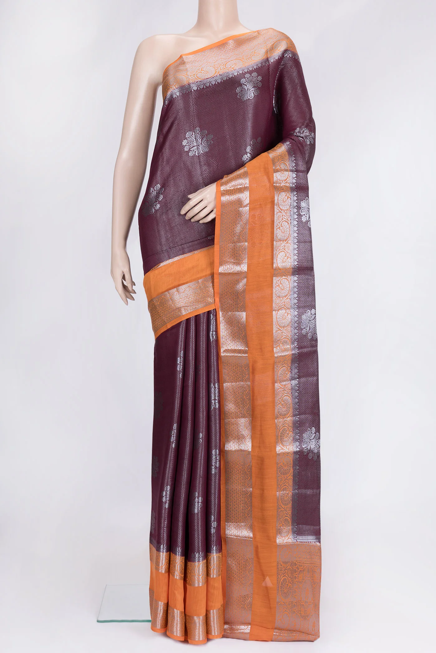 Coffee Brown Banarasi Raw Silk Saree