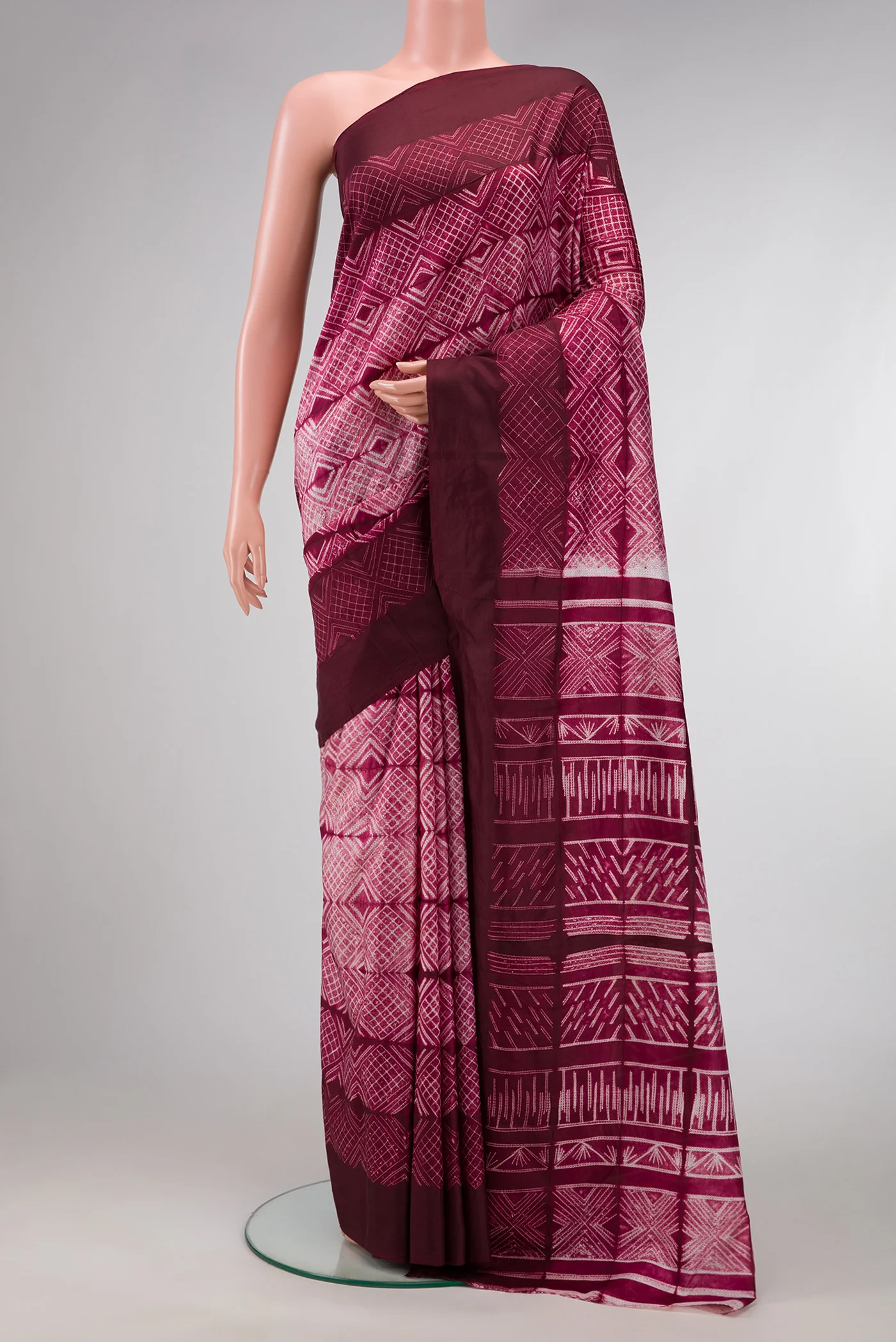 Maroon Tussar Silk Saree