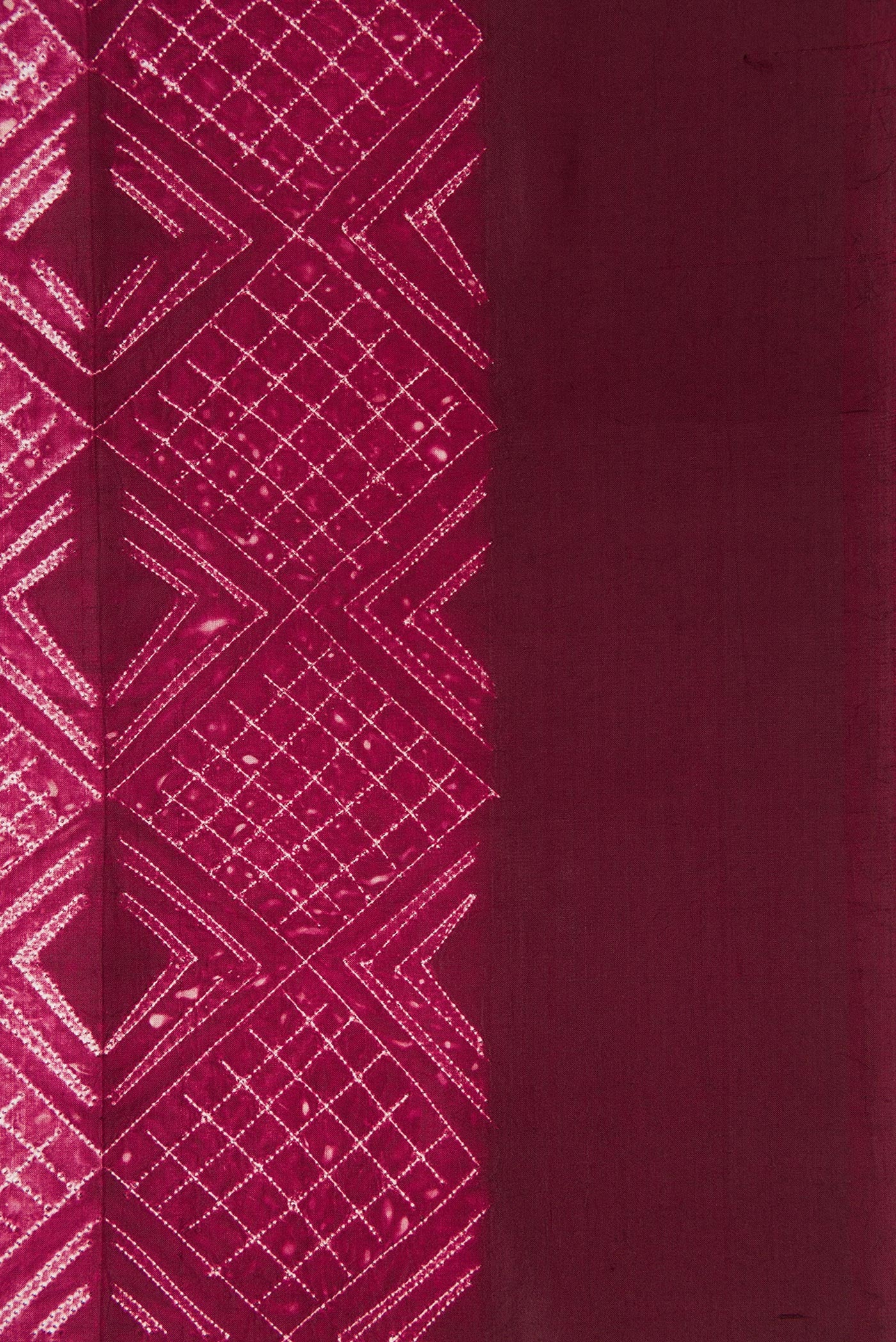 Maroon Tussar Silk Saree - Image 3