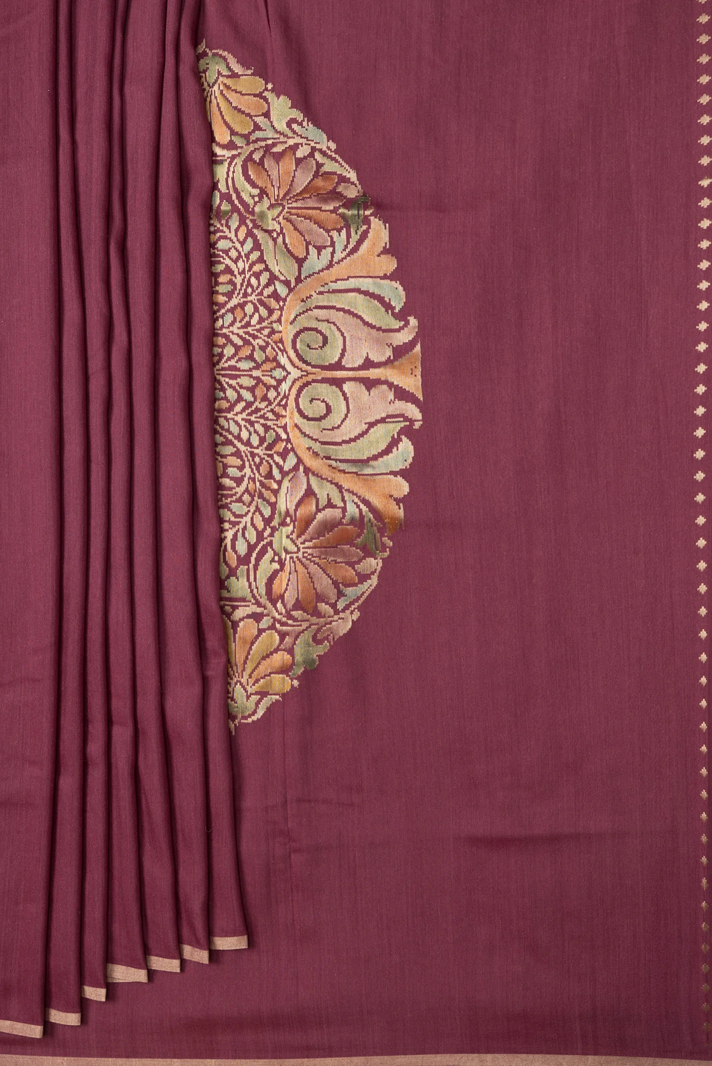 Maroon Tussar Silk Saree - Image 4