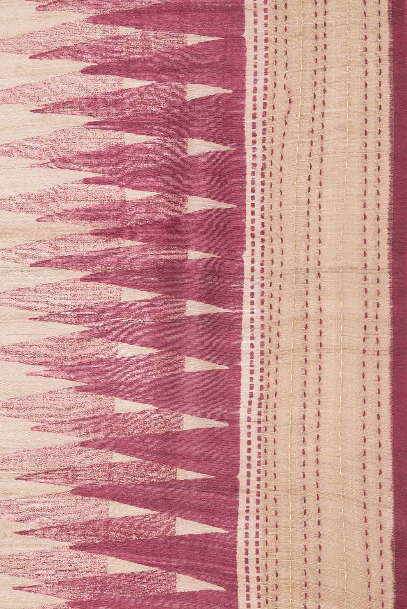 Beige Tussar Silk Saree - Image 3