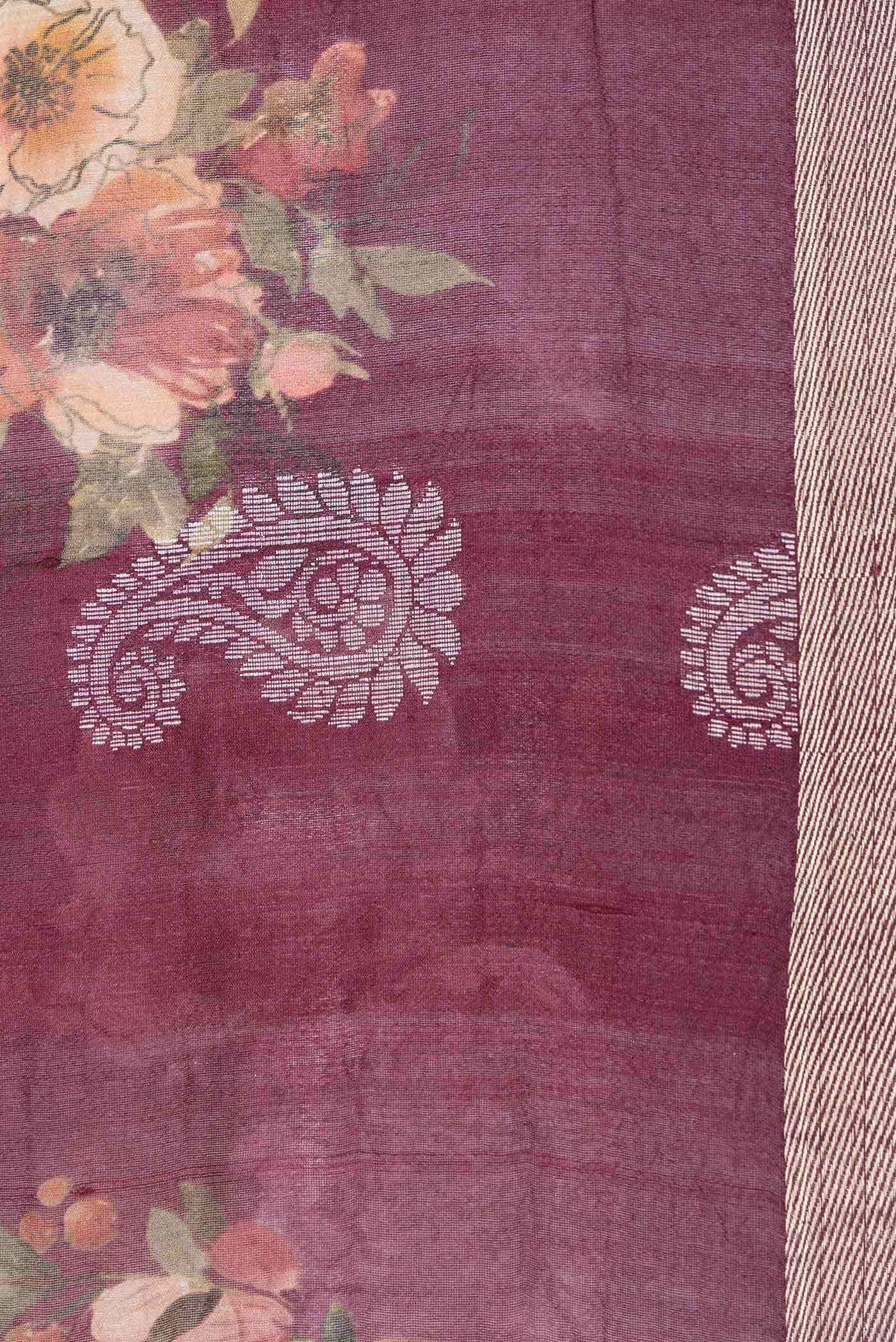 Coffee Brown Tussar Silk Saree - Image 3