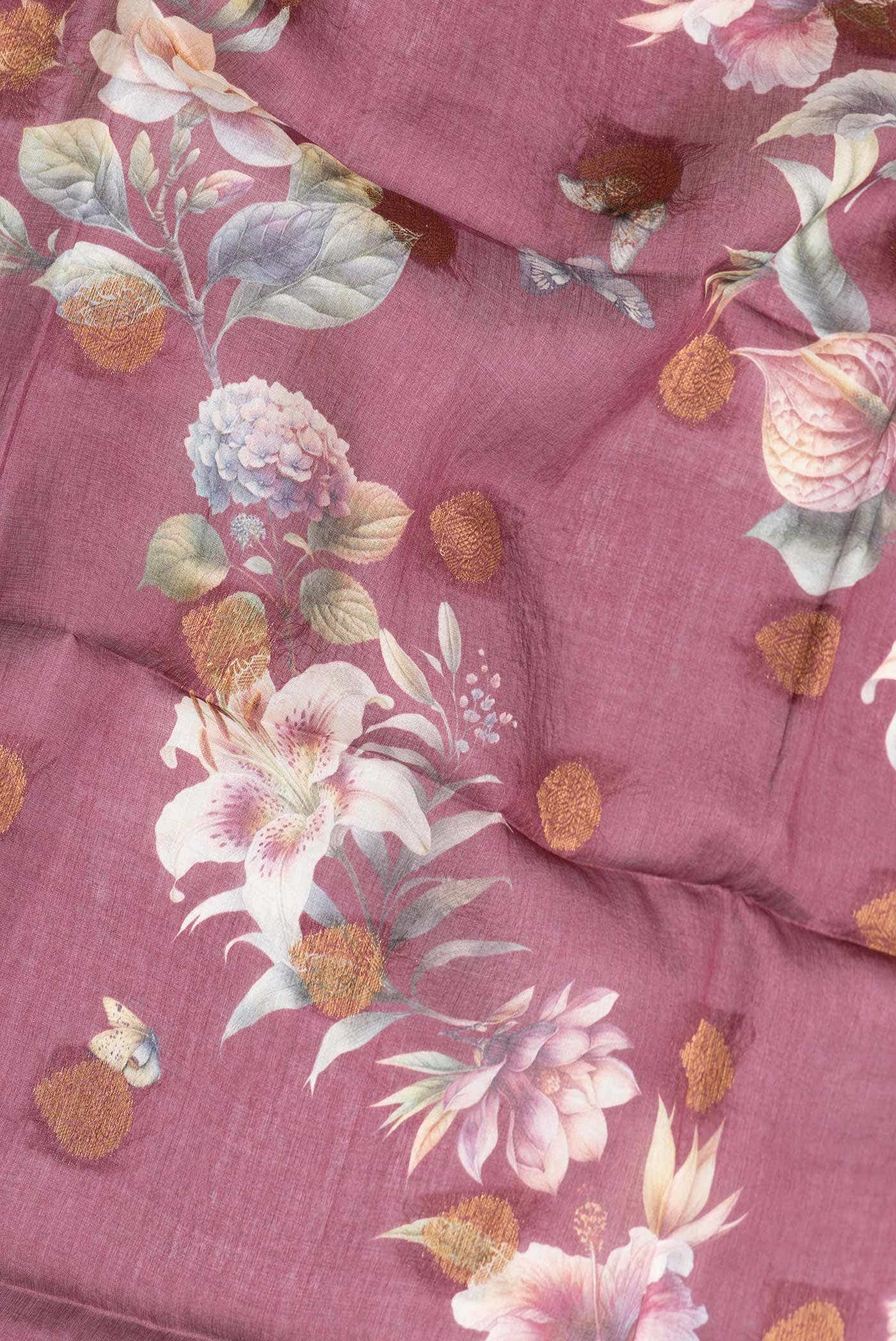 Maroon Dual Tone Tussar Silk Saree - Image 2