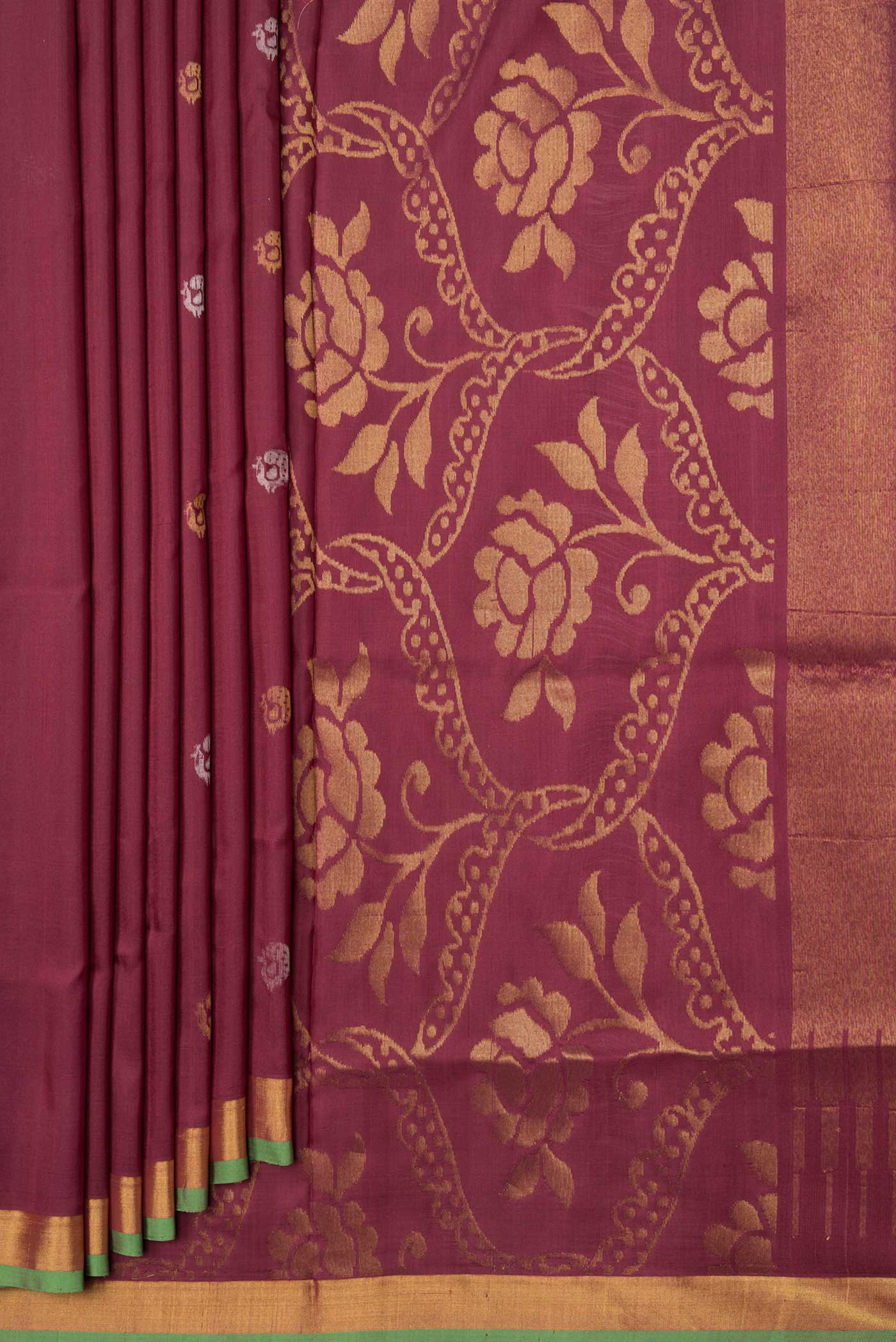 Maroon Dual Tone Uppada Silk Saree - Image 4