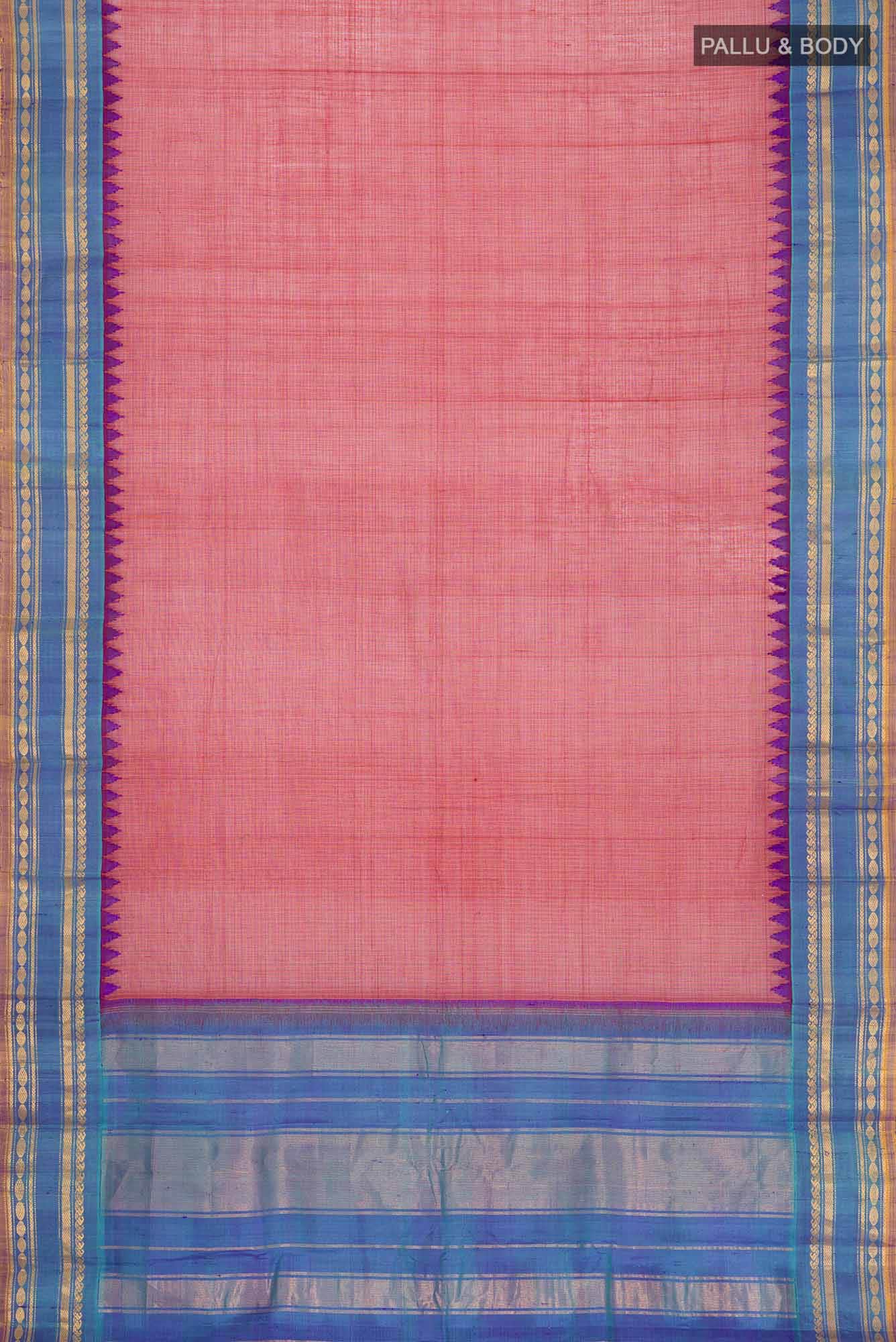 Maroon Gadwal cotton Saree - Image 3