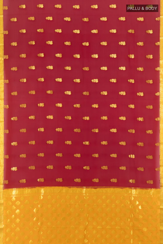 Maroon Mysore Crepe Saree - Image 5